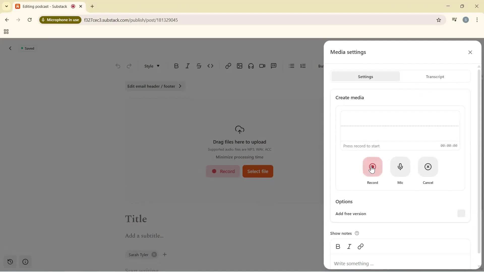 Creating a podcast screenshot