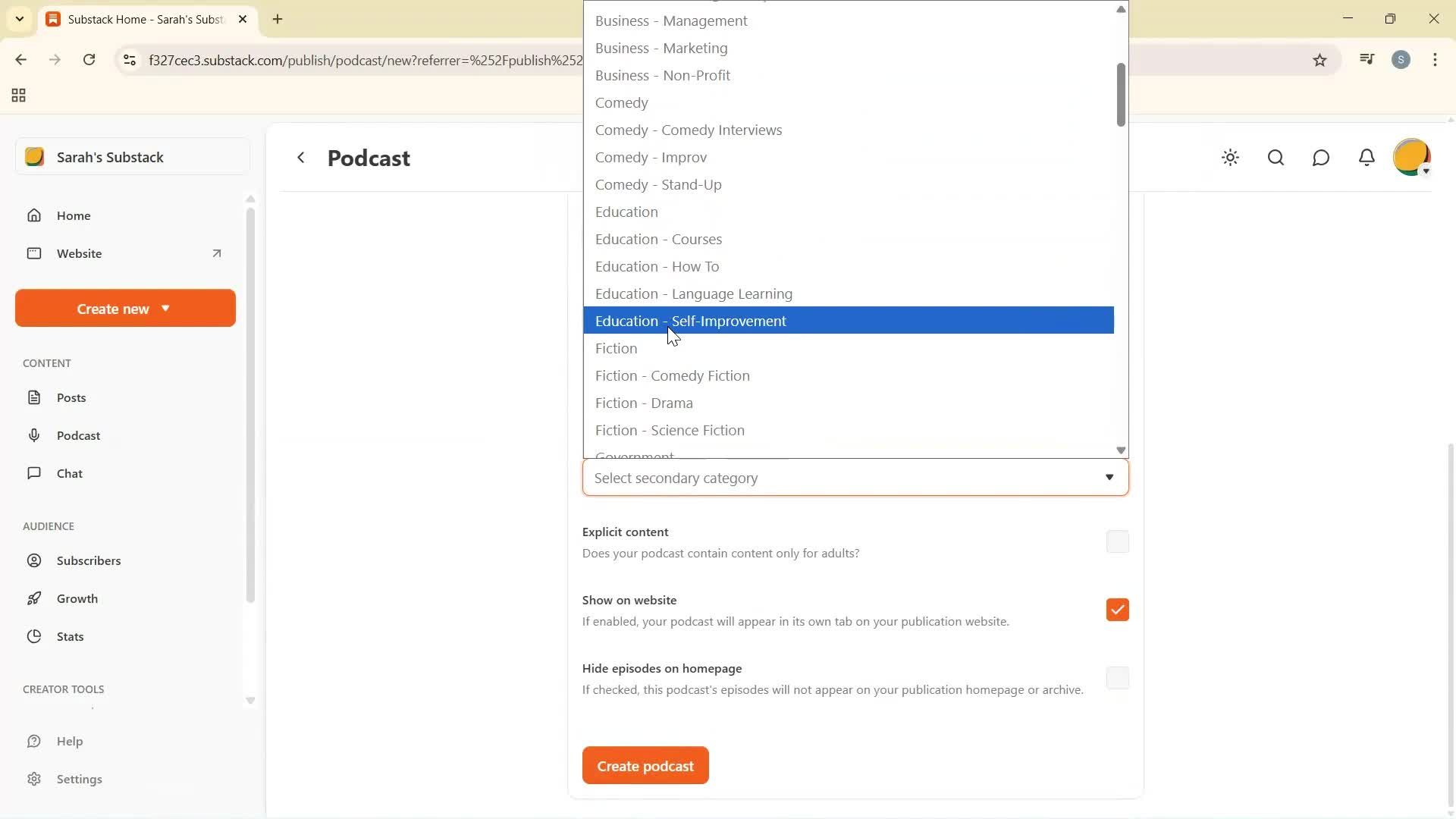Creating a podcast screenshot
