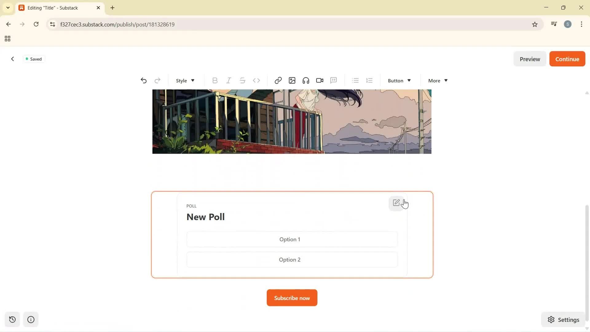 Creating a new post screenshot