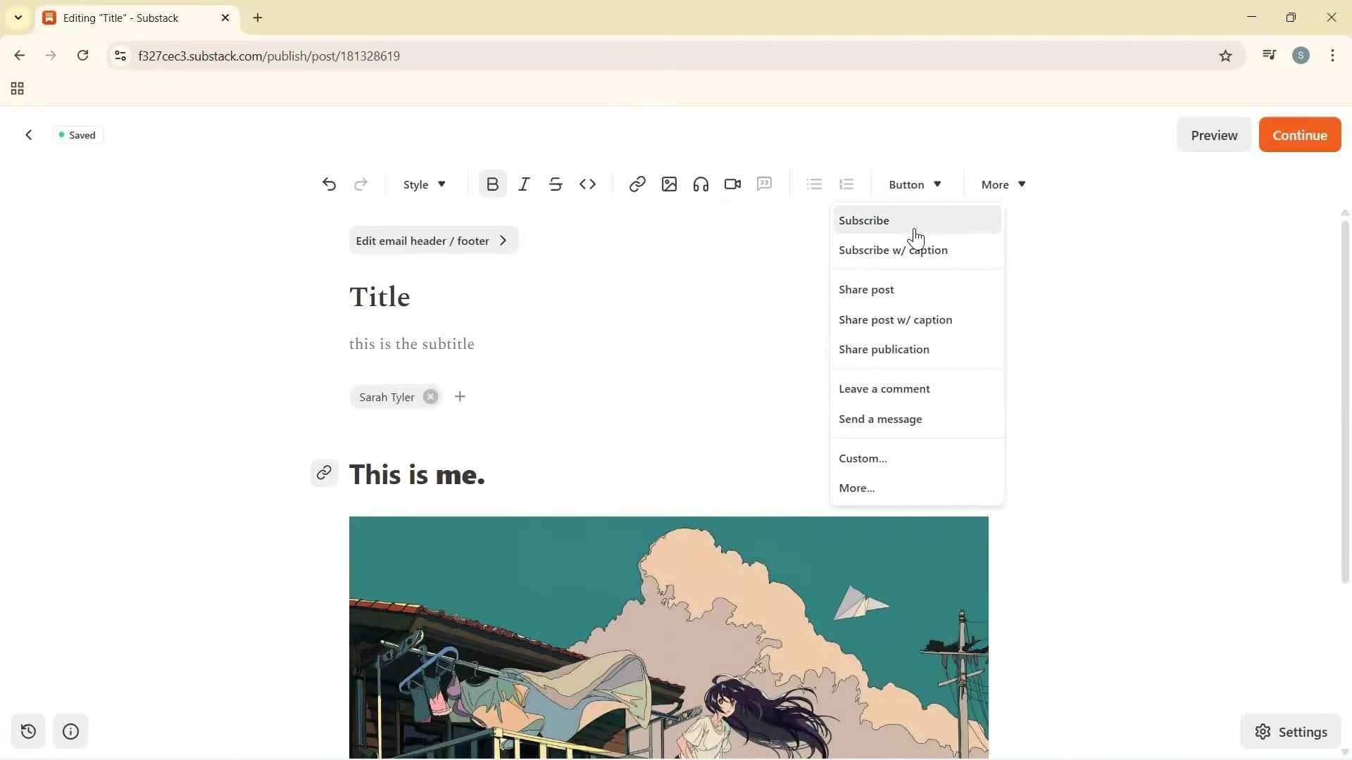 Creating a new post screenshot