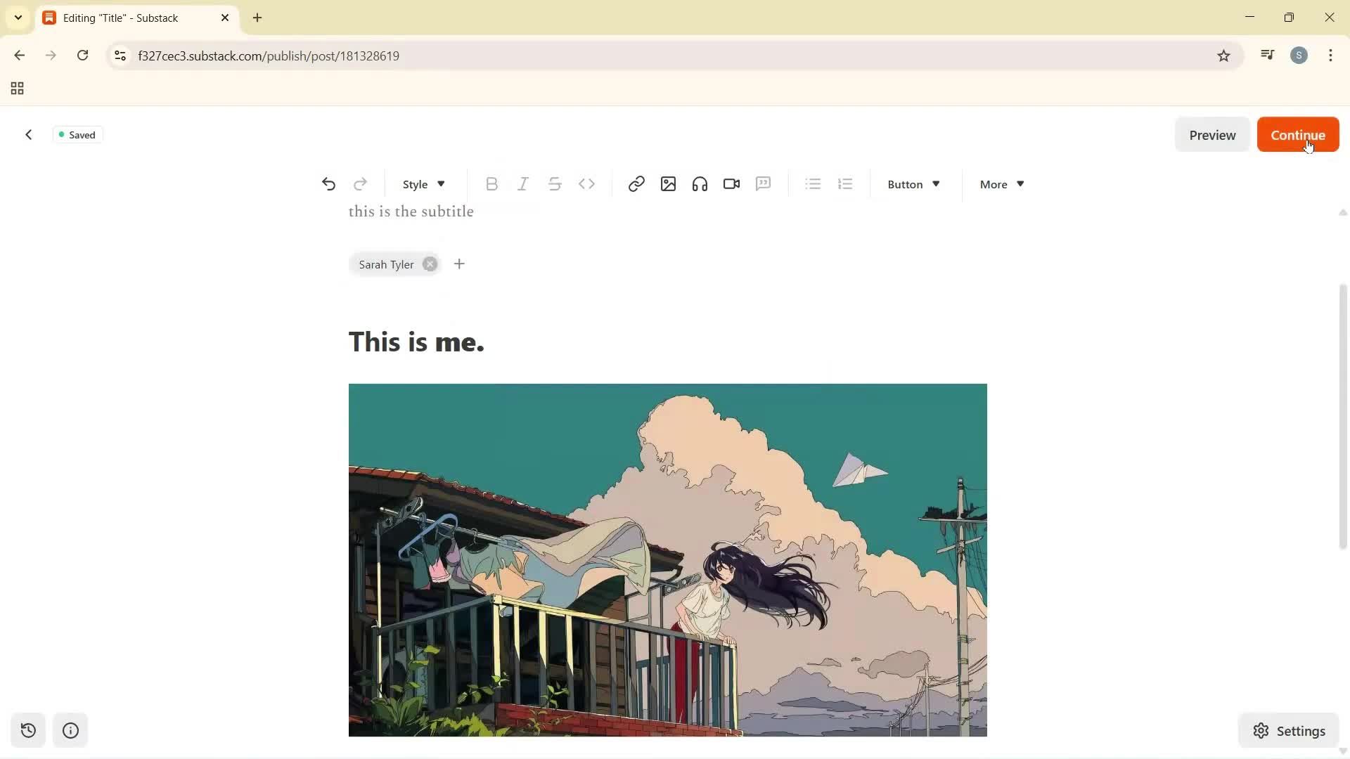 Creating a new post screenshot