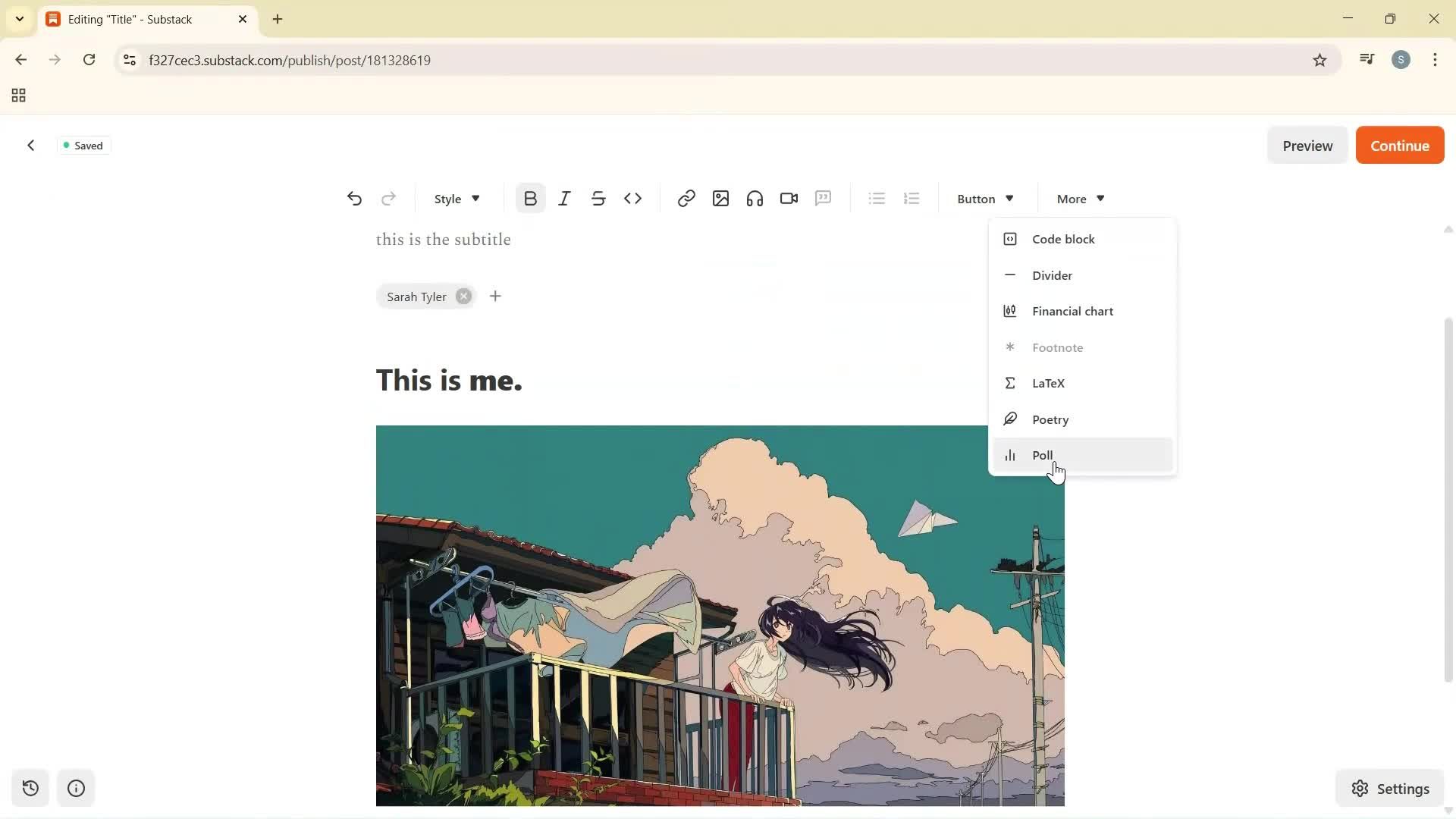 Creating a new post screenshot