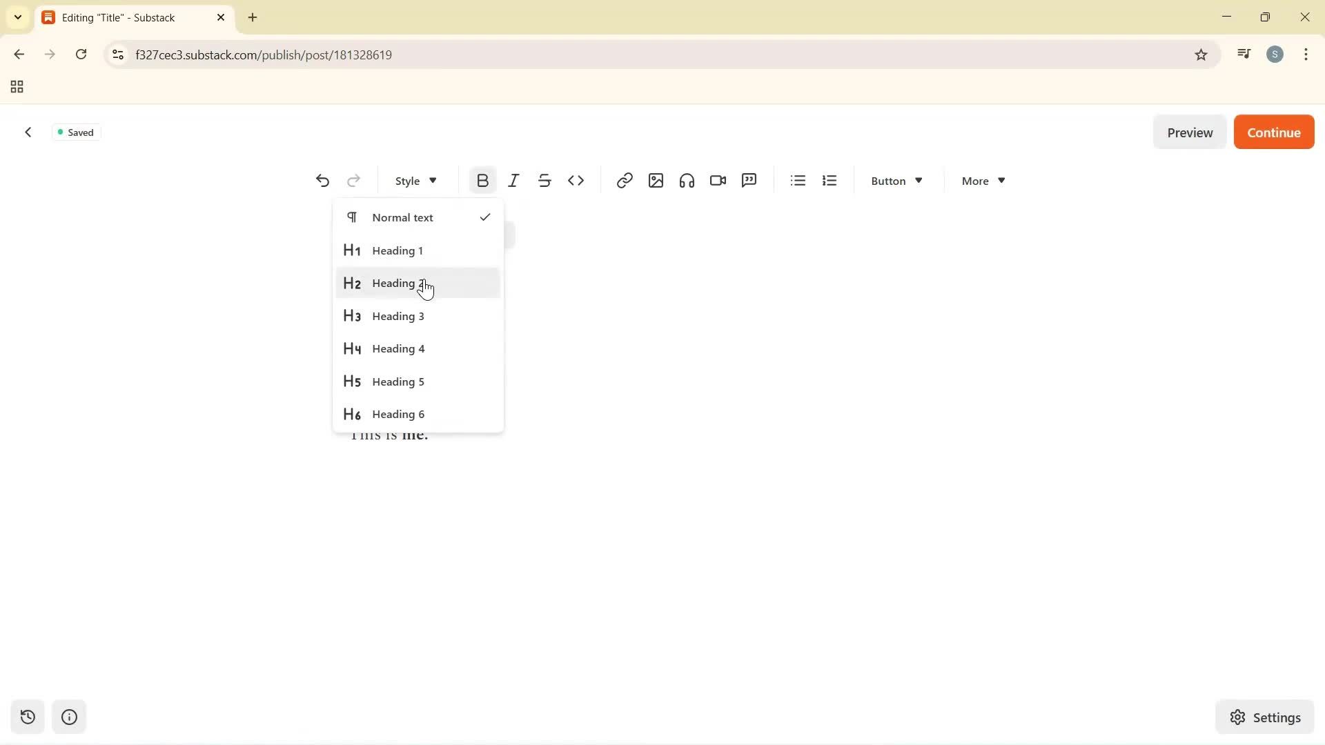 Creating a new post screenshot
