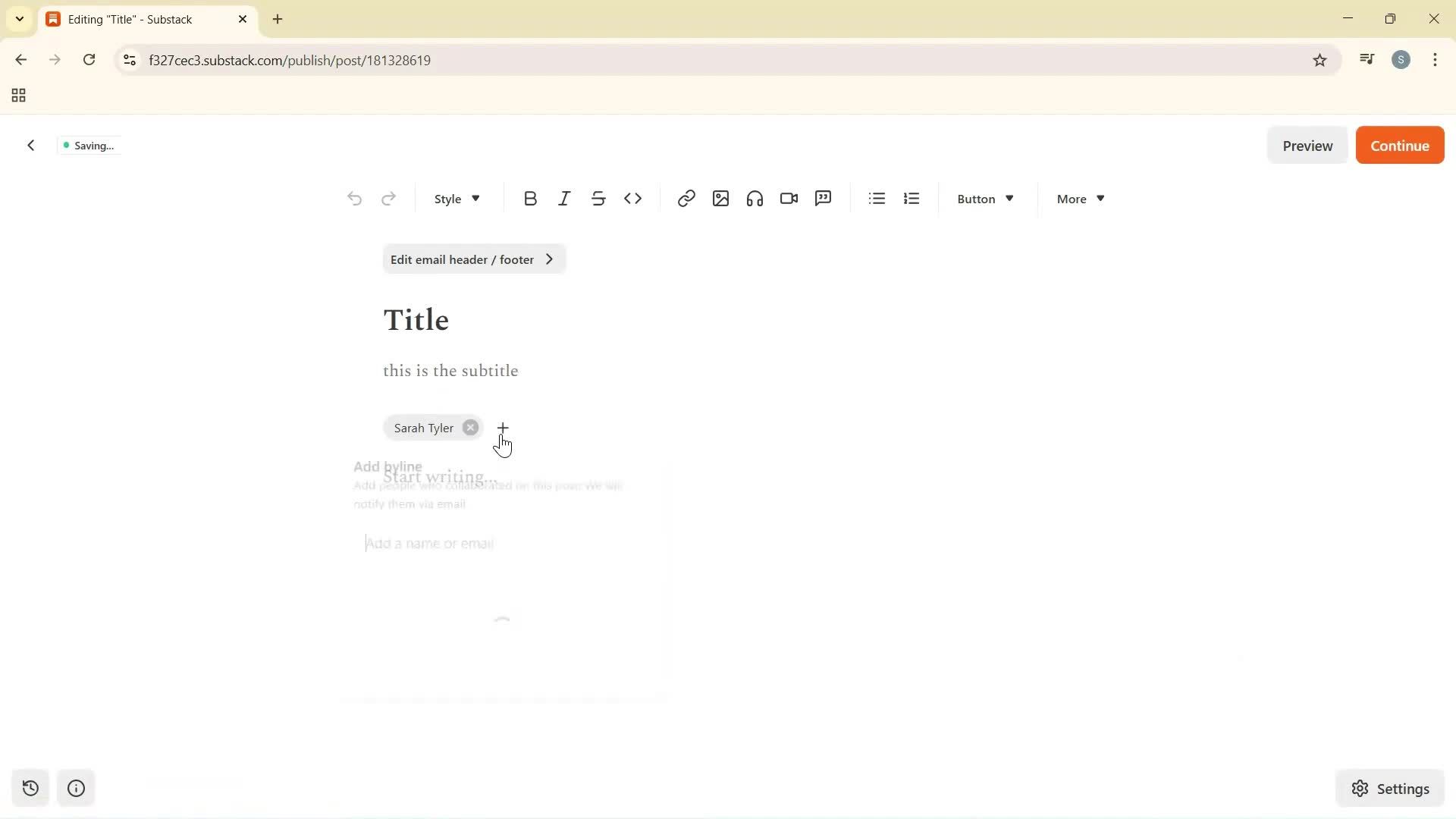 Creating a new post screenshot