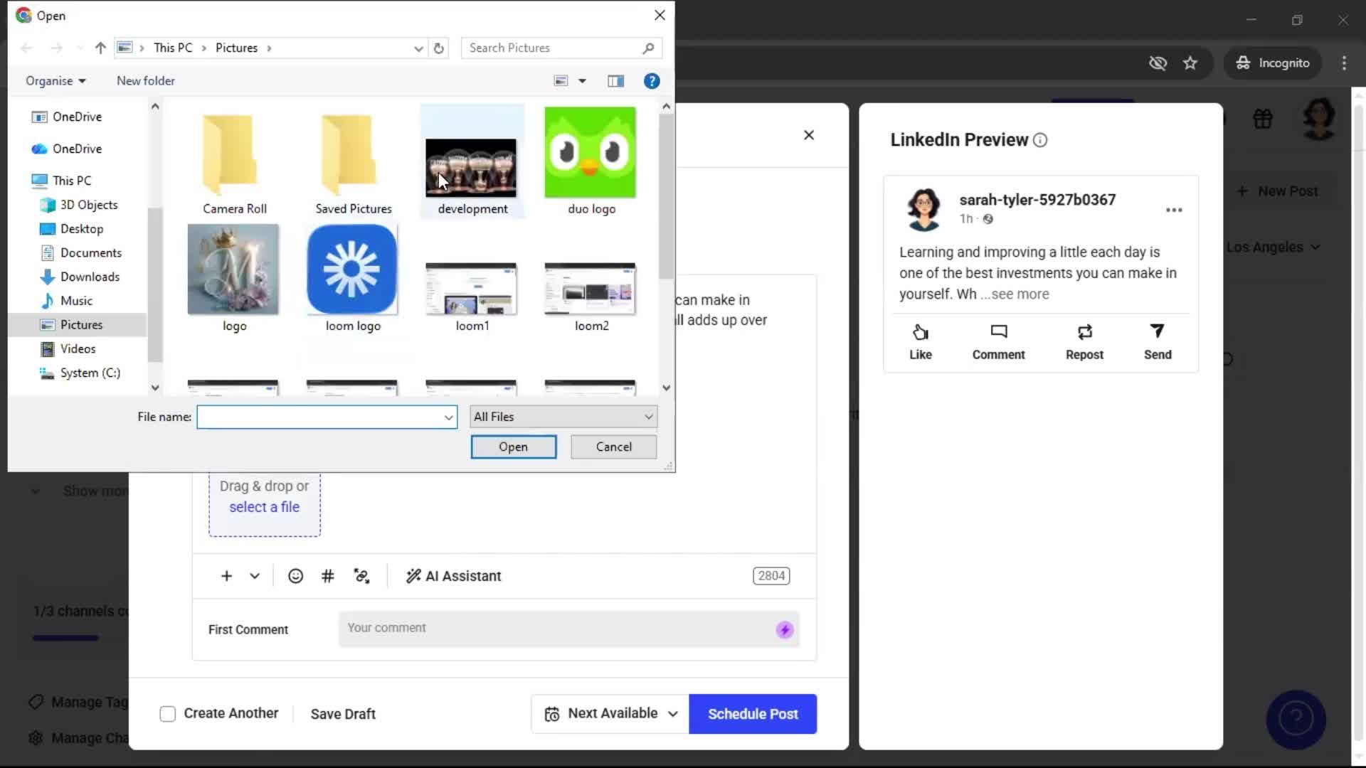 Creating a post screenshot