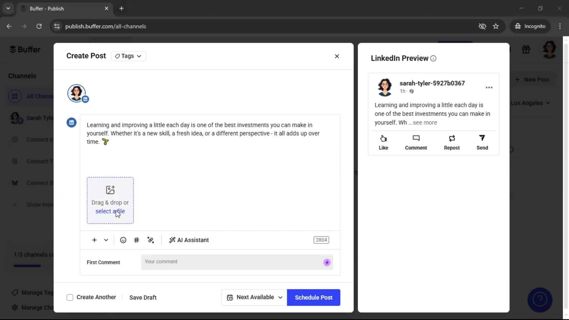 Creating a post screenshot