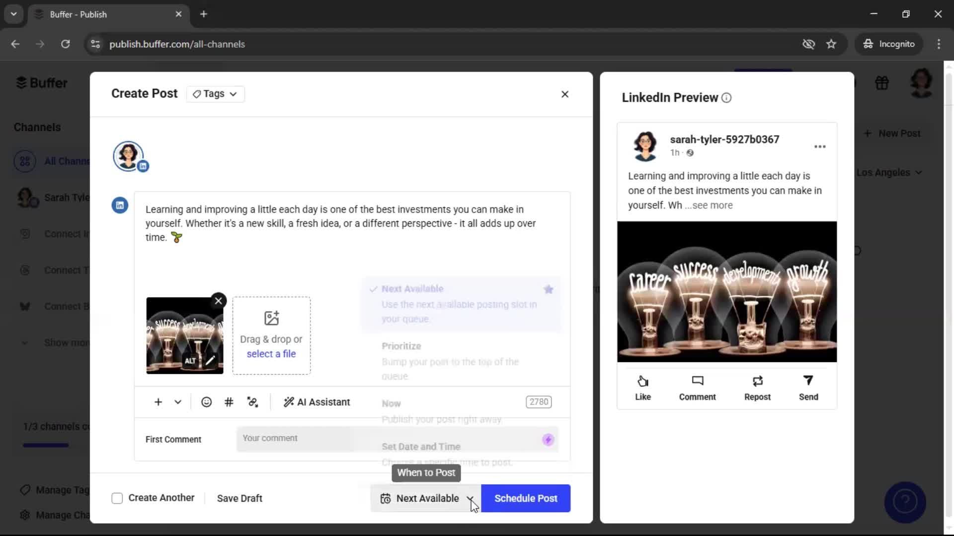 Creating a post screenshot