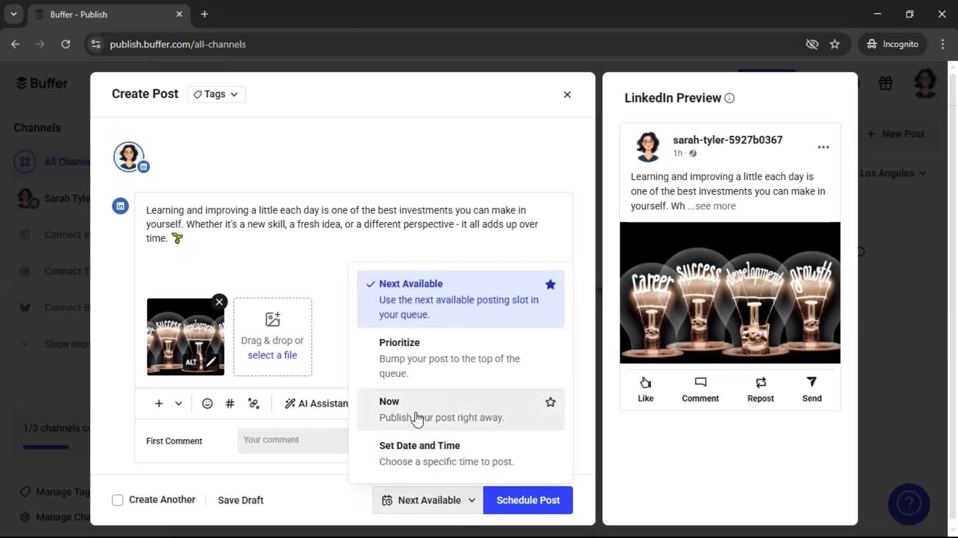 Creating a post screenshot