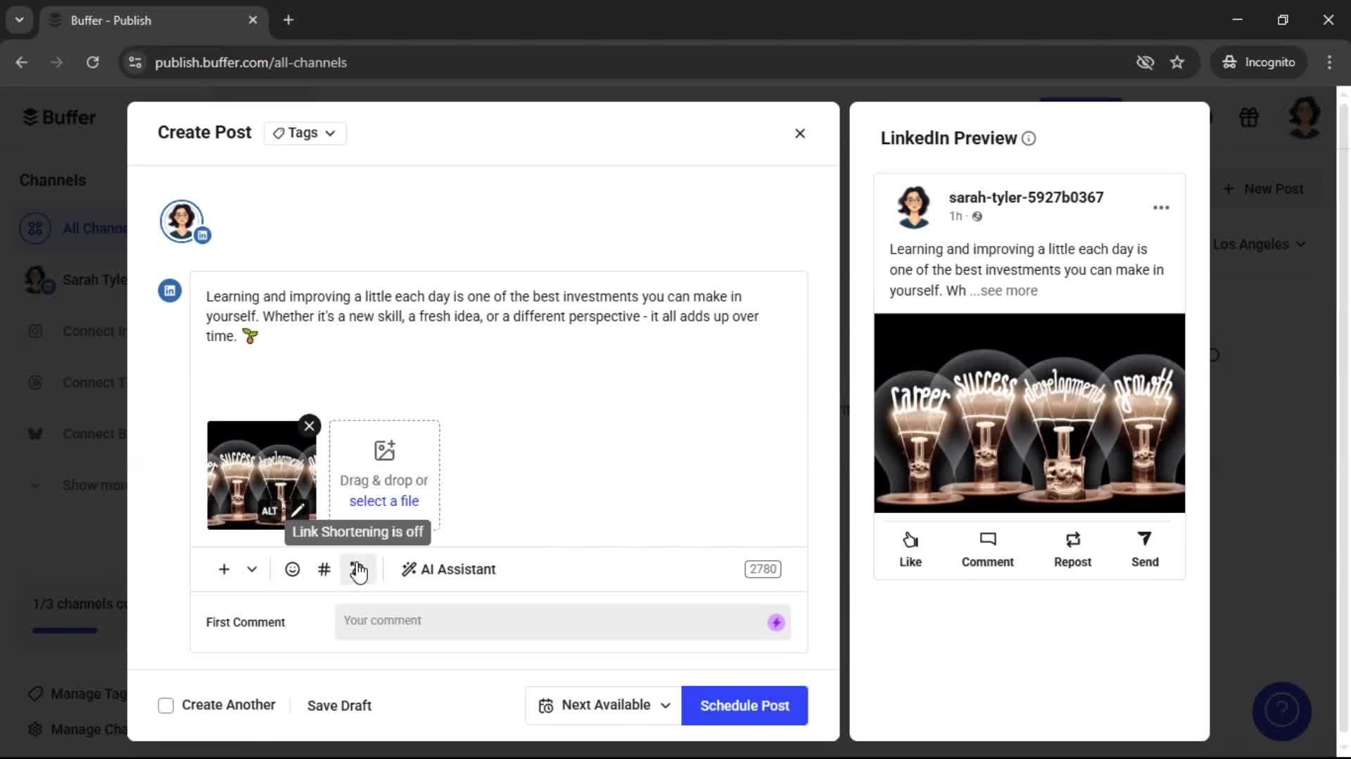 Creating a post screenshot