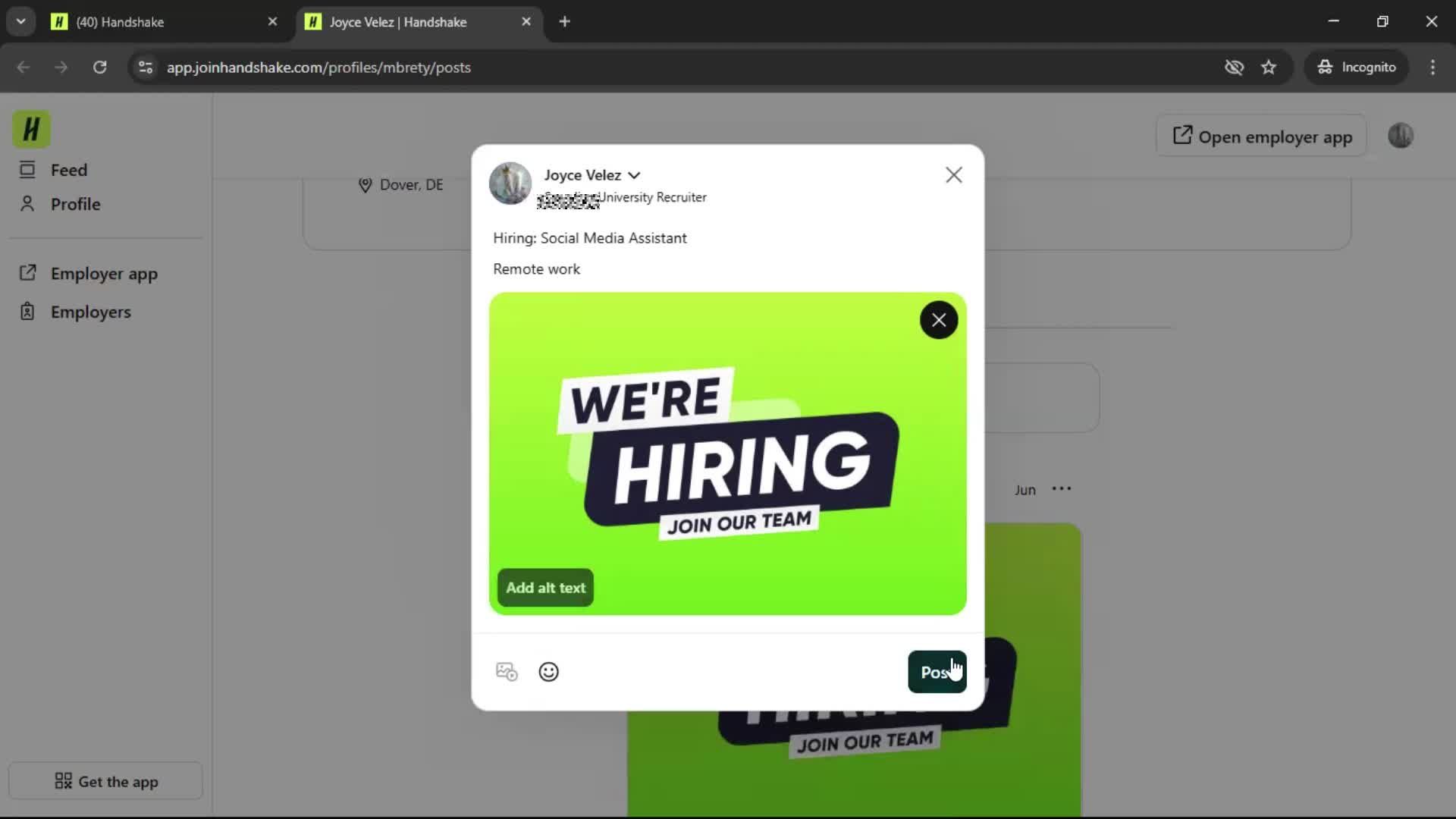 Creating a post screenshot