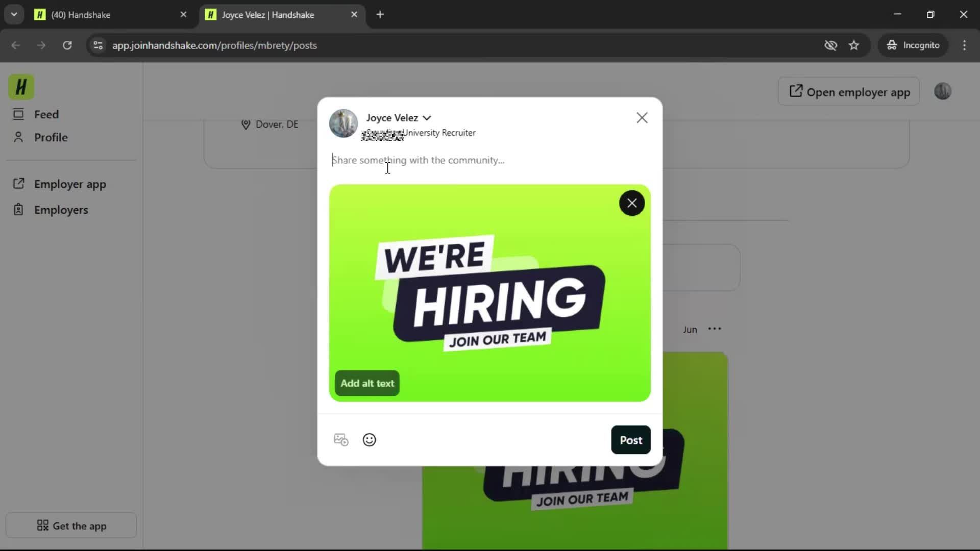 Creating a post screenshot