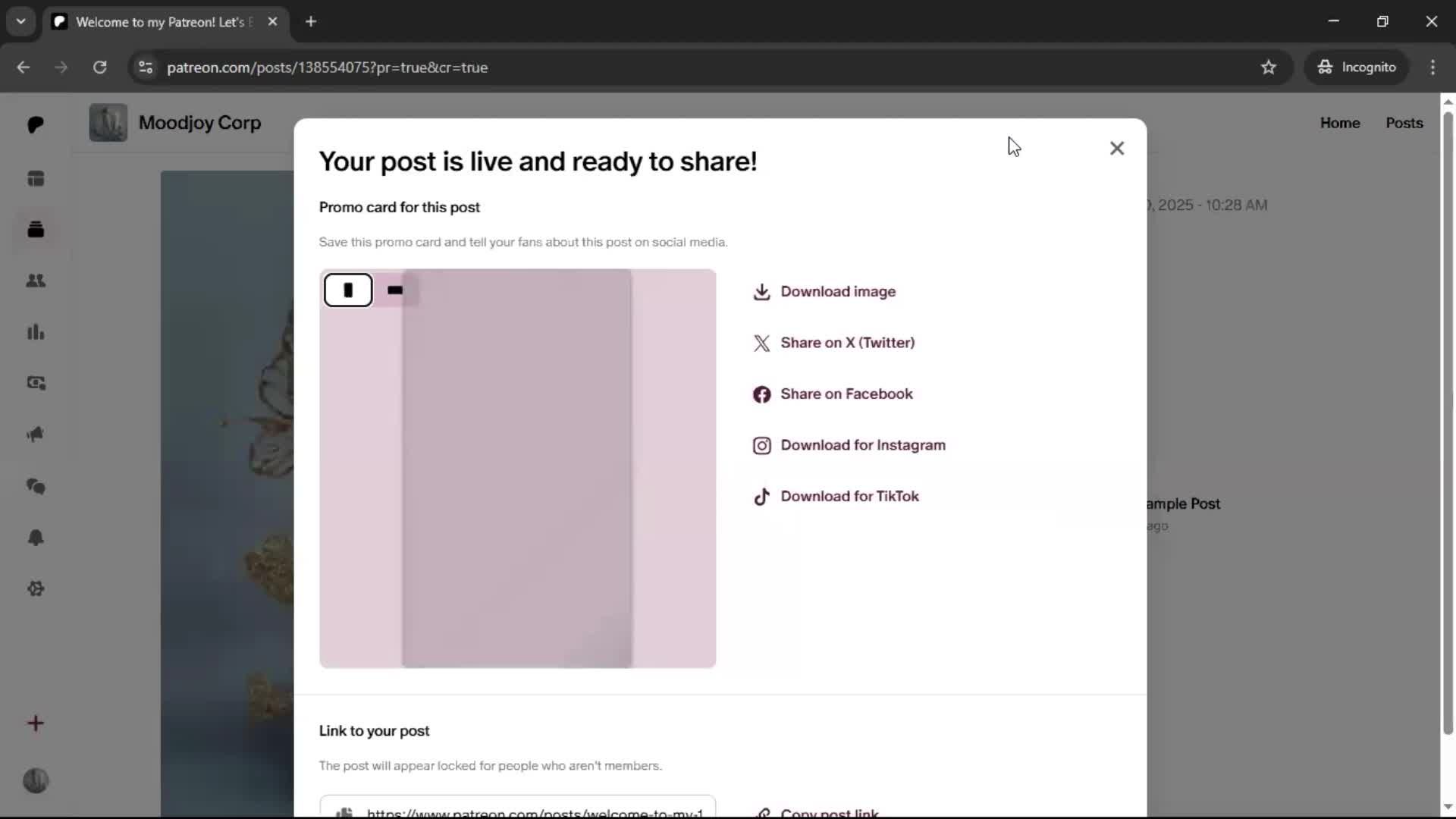 Creating a post screenshot