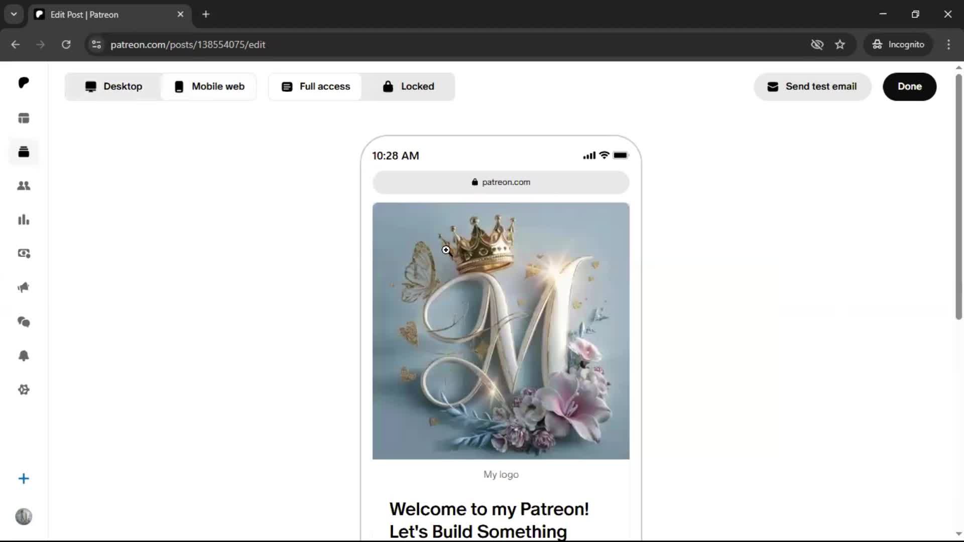 Creating a post screenshot