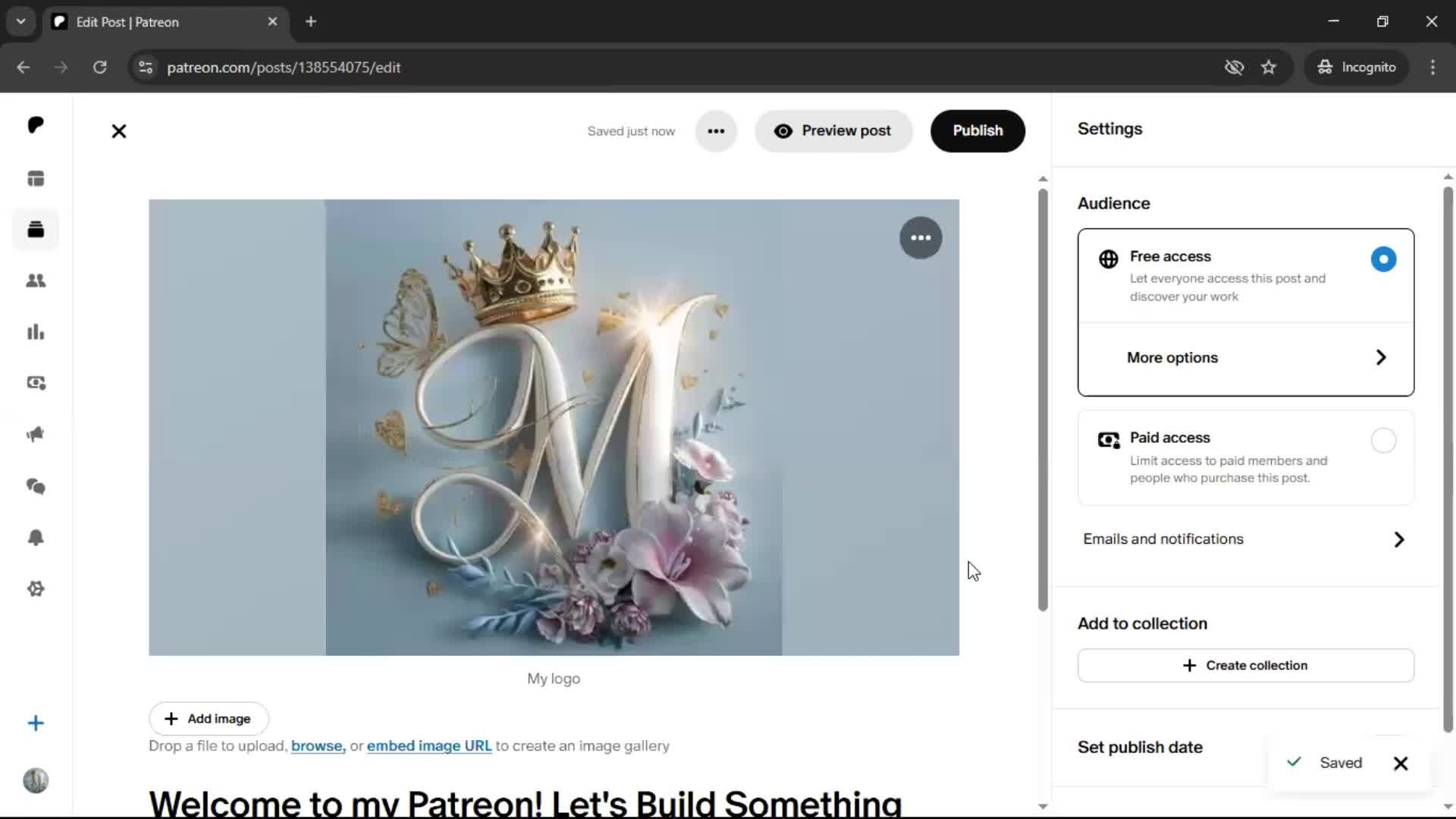 Creating a post screenshot