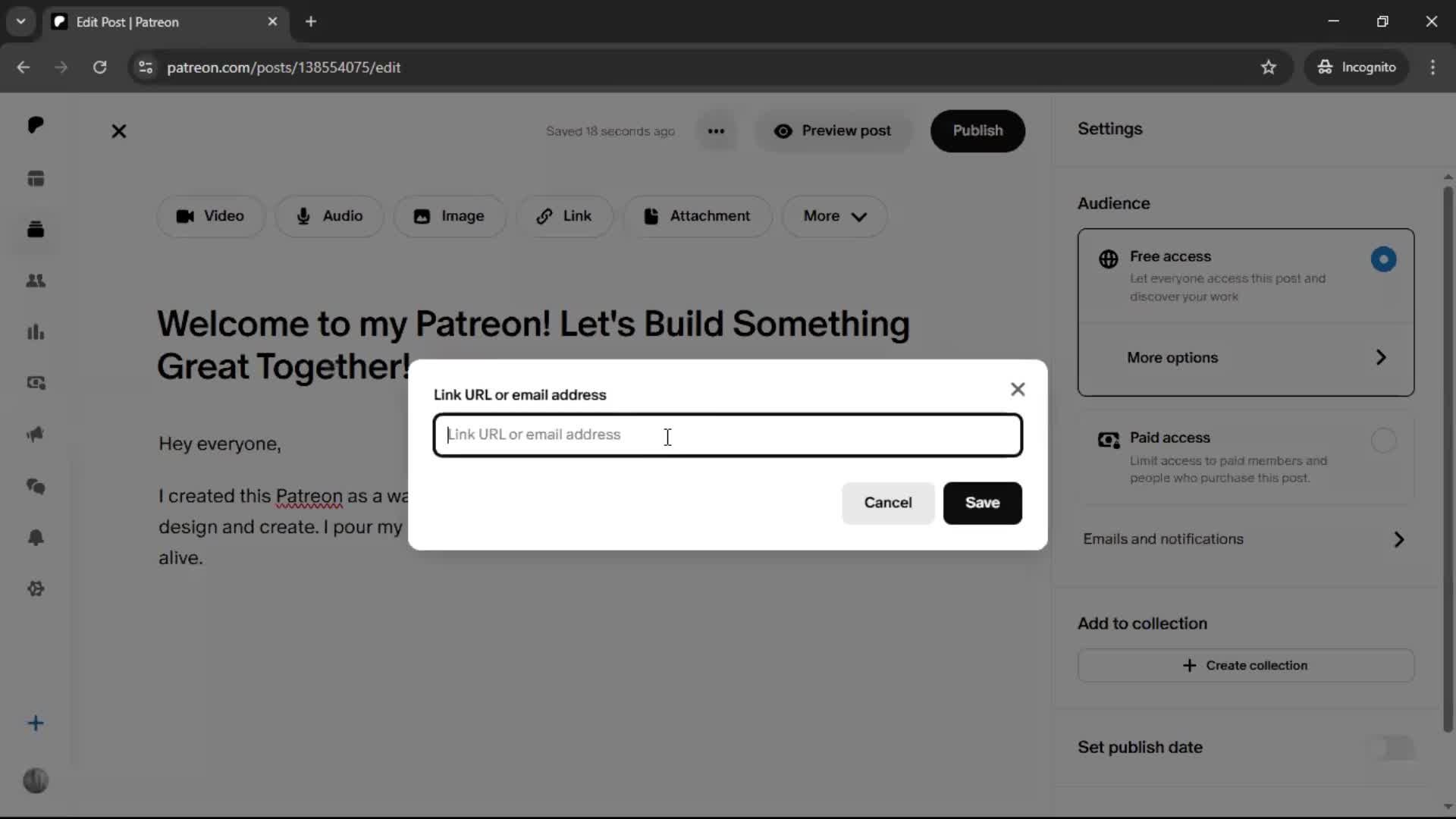 Creating a post screenshot