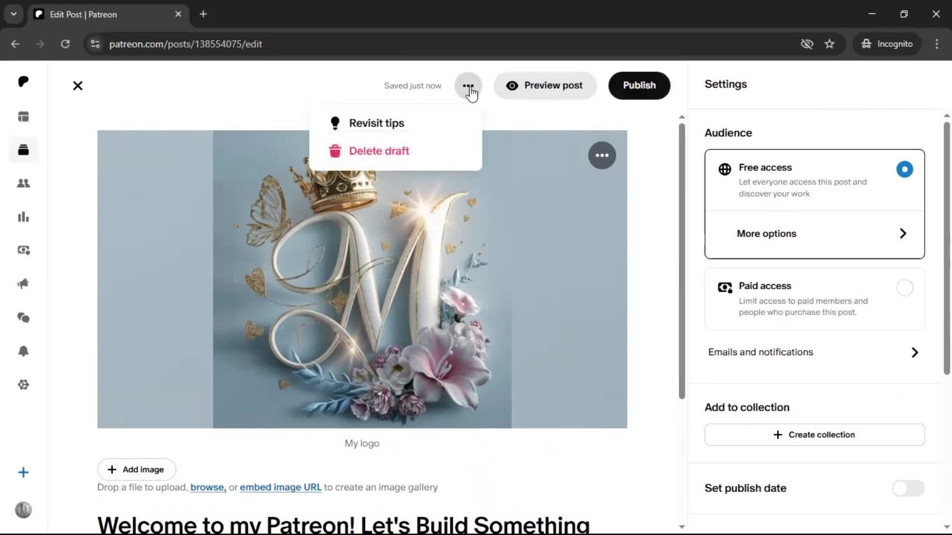 Creating a post on Patreon video thumbnail