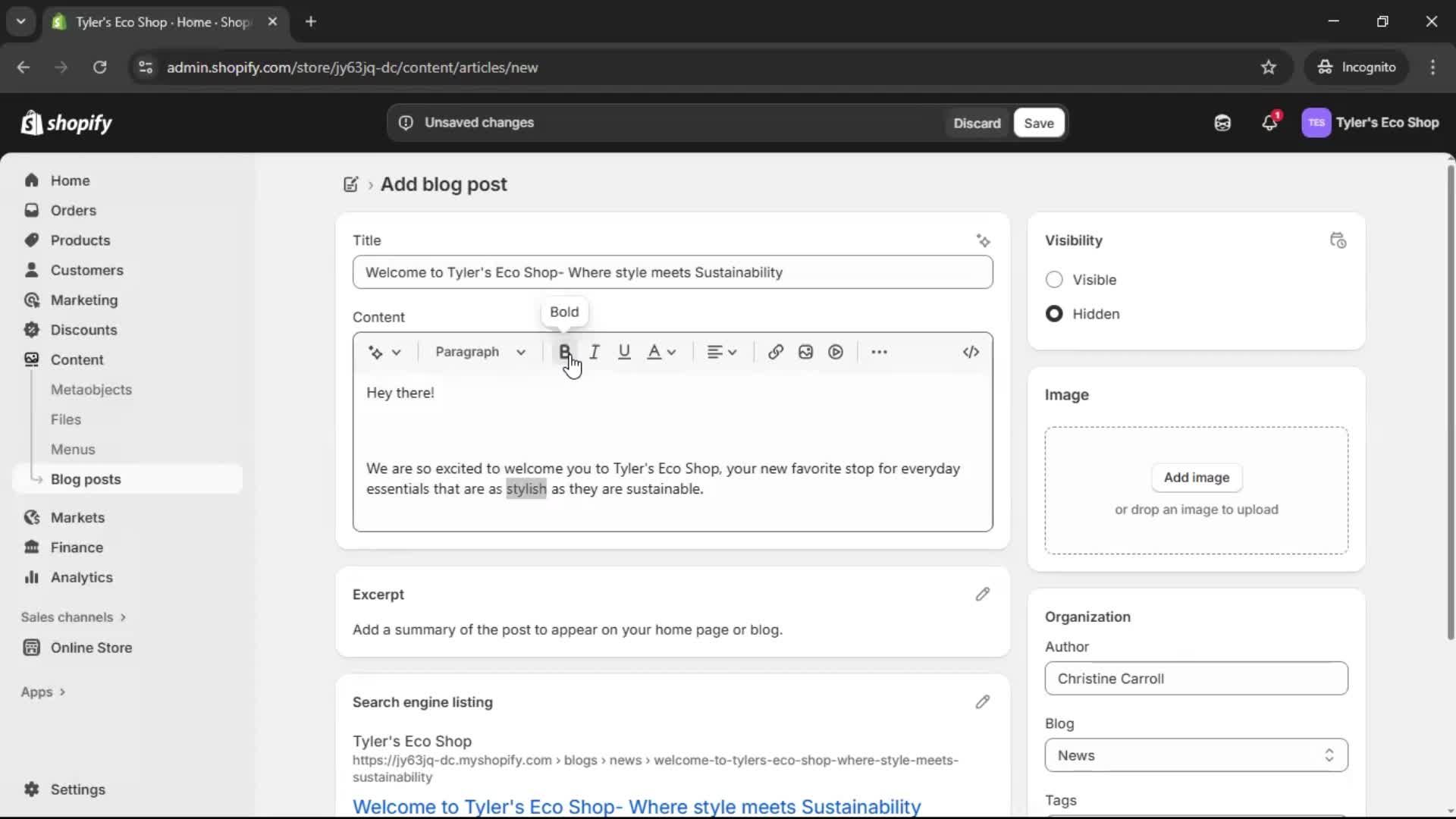 Creating a post screenshot
