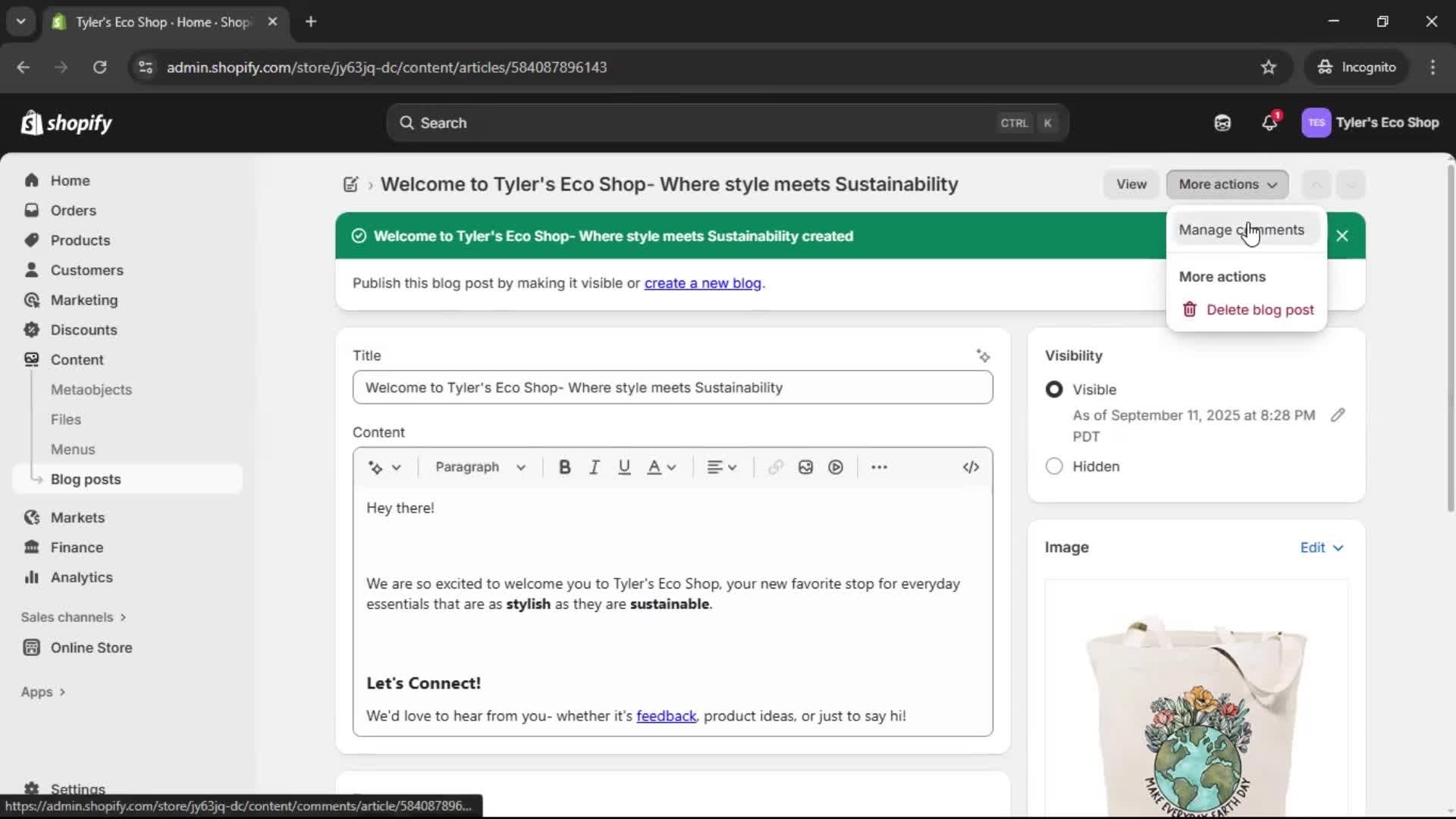 Creating a post screenshot