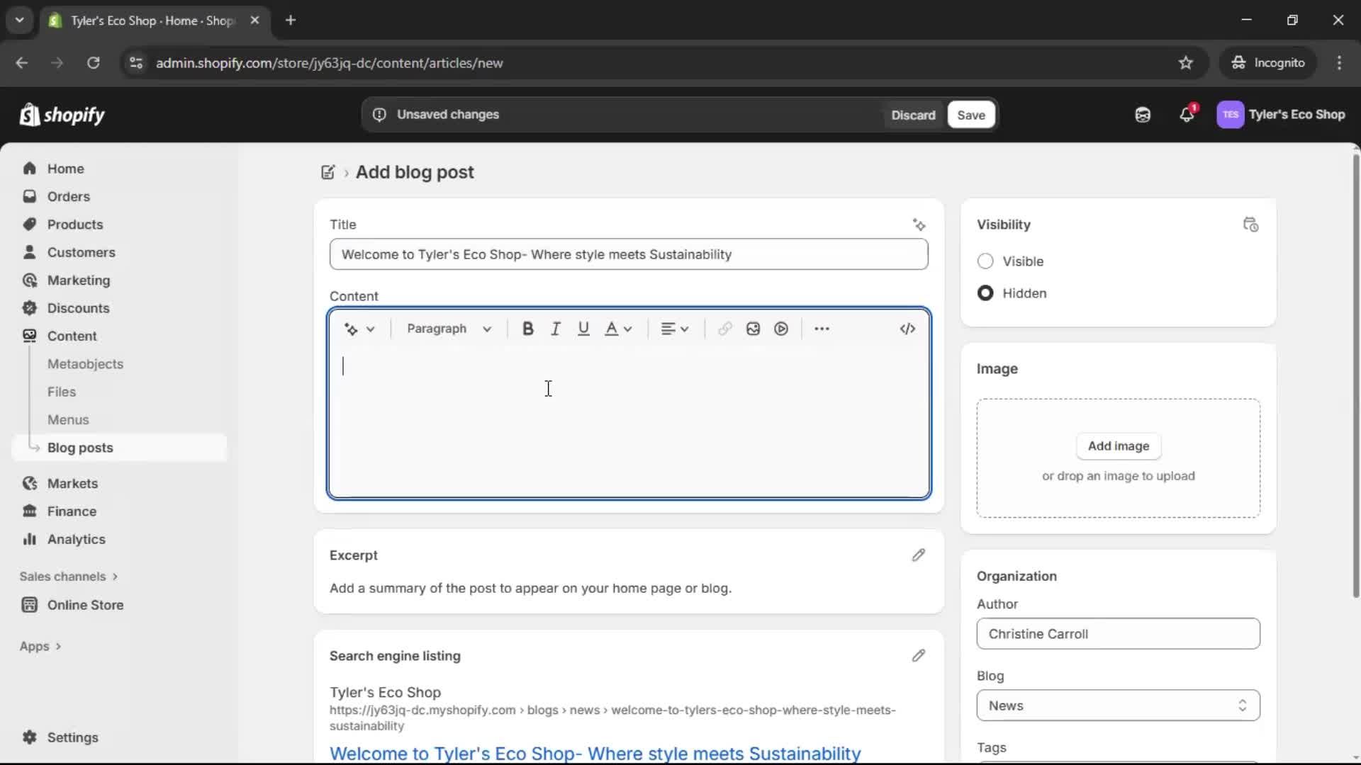 Creating a post screenshot