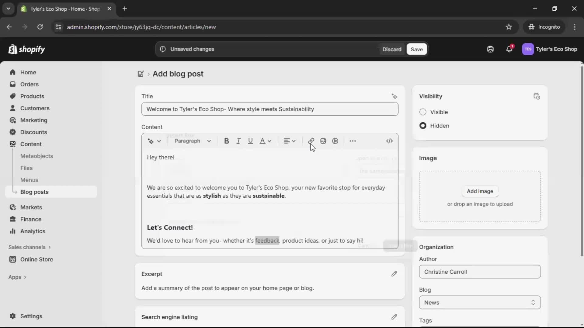 Creating a post screenshot