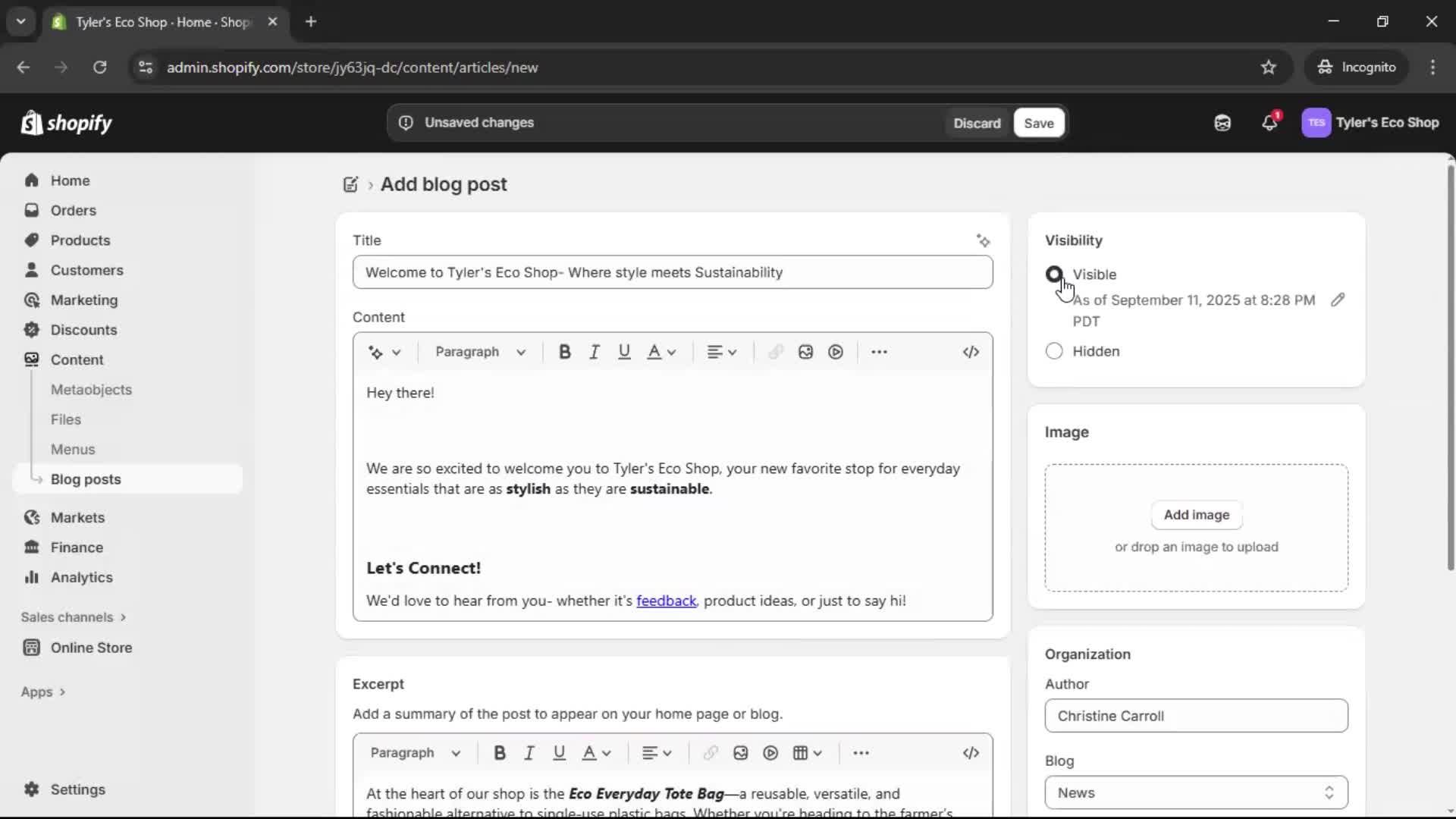 Creating a post screenshot