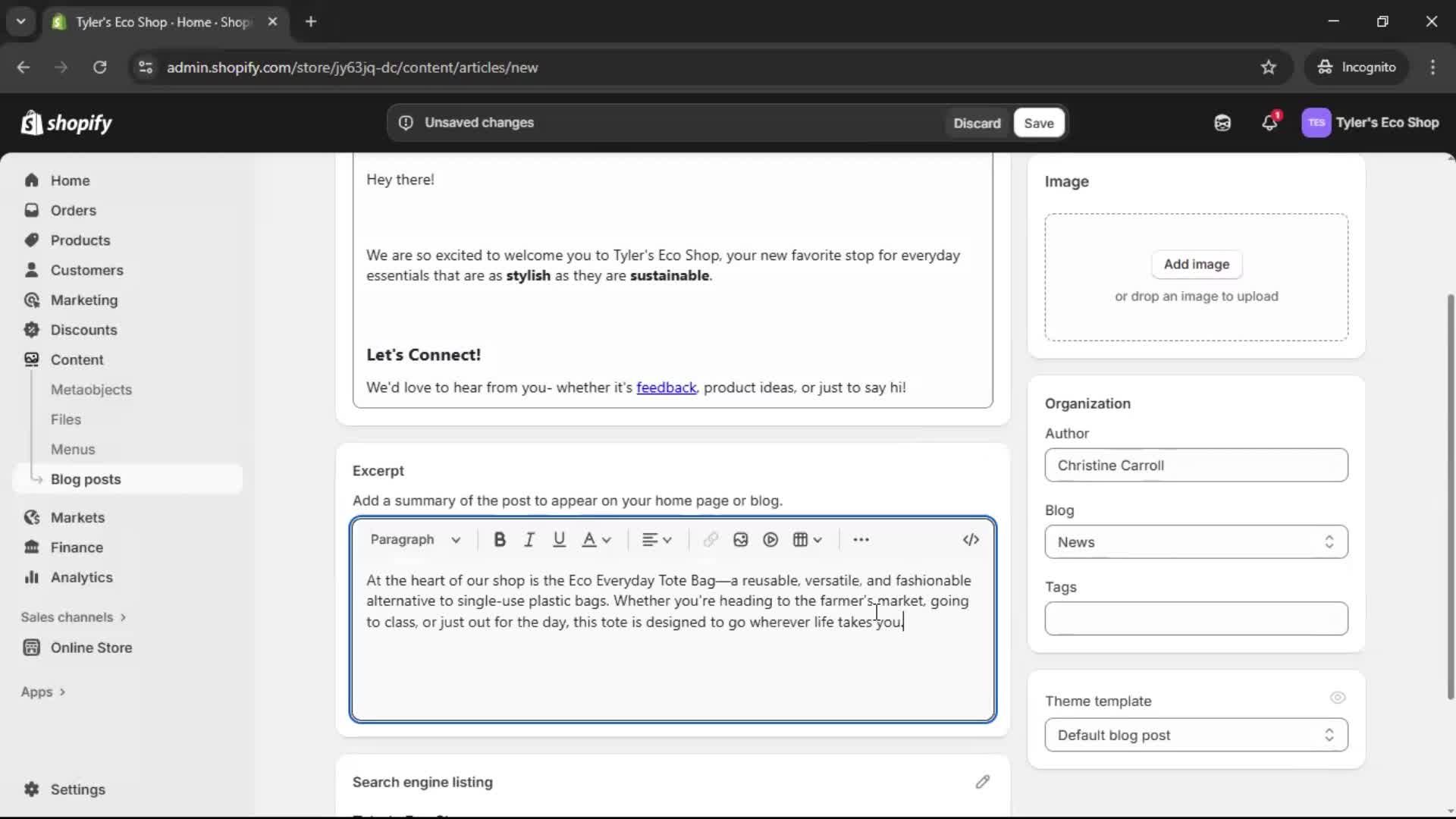 Creating a post screenshot
