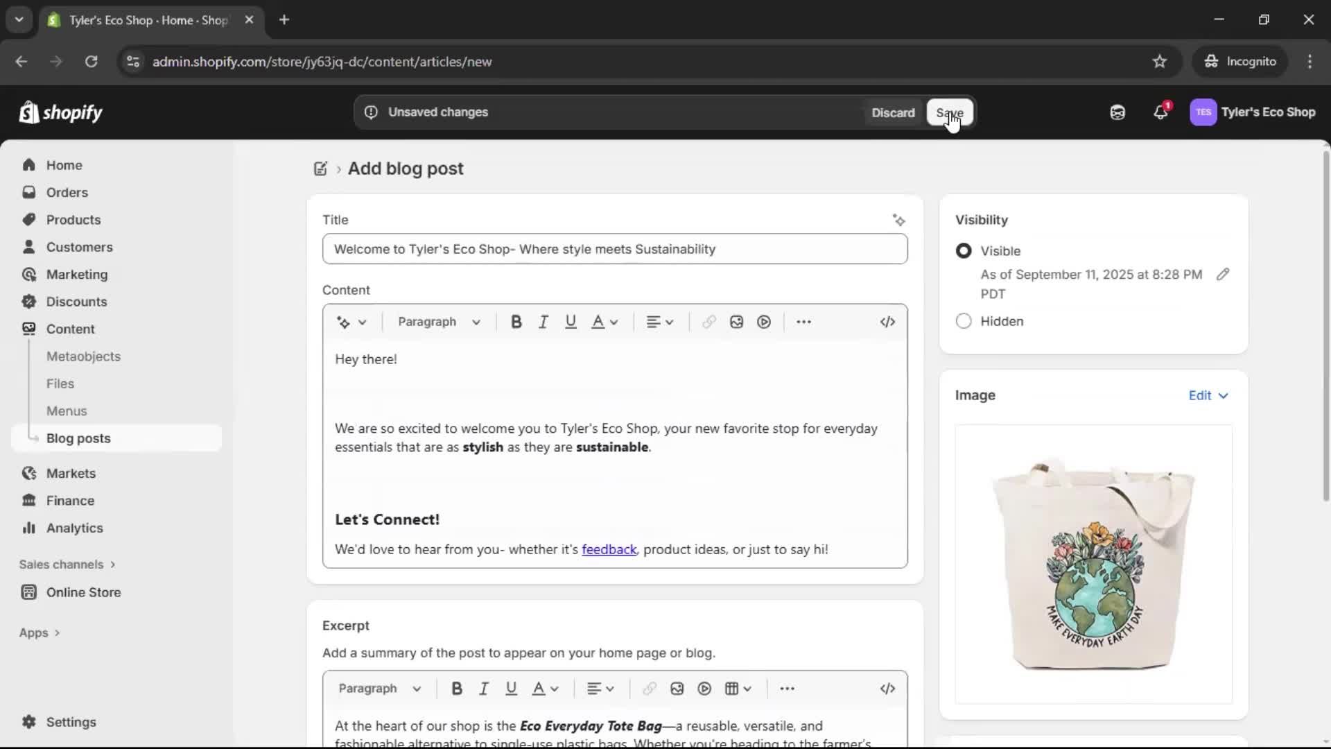 Creating a post screenshot
