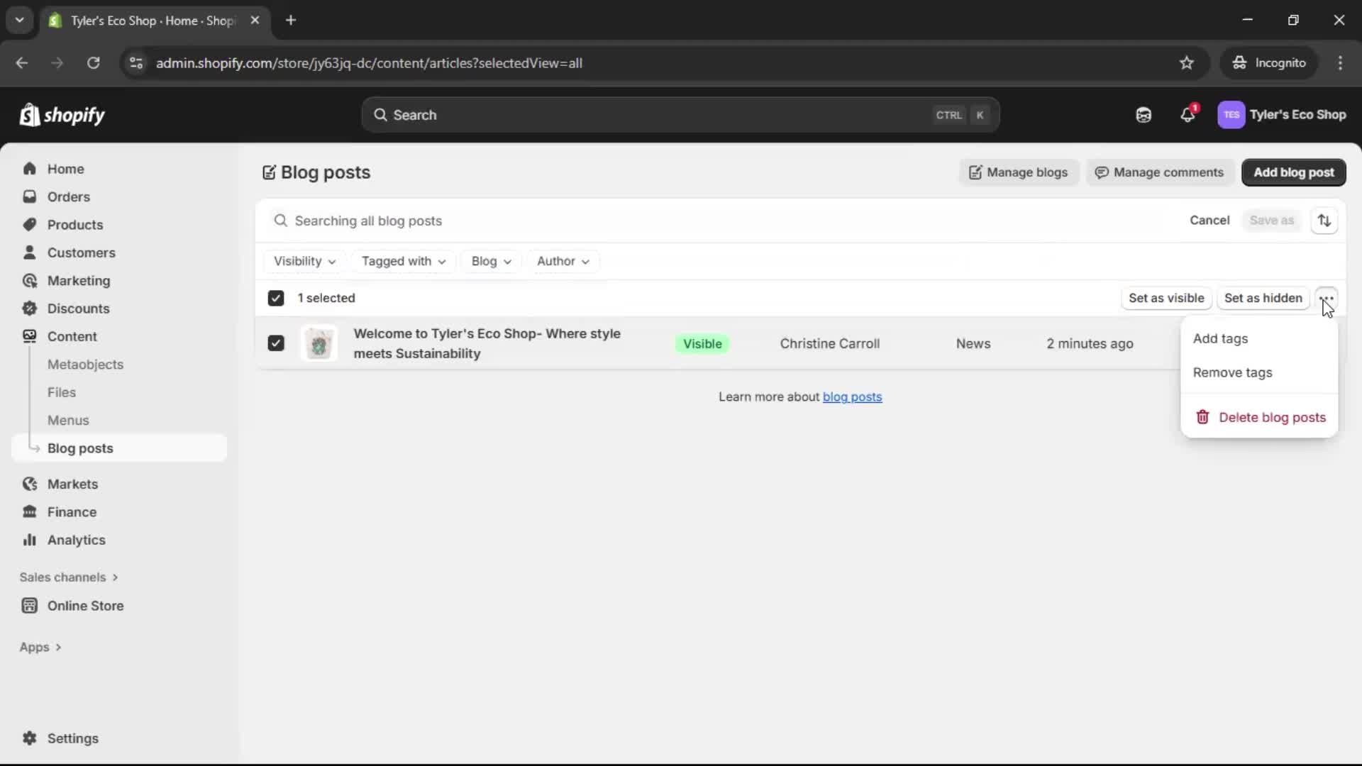 Creating a post screenshot