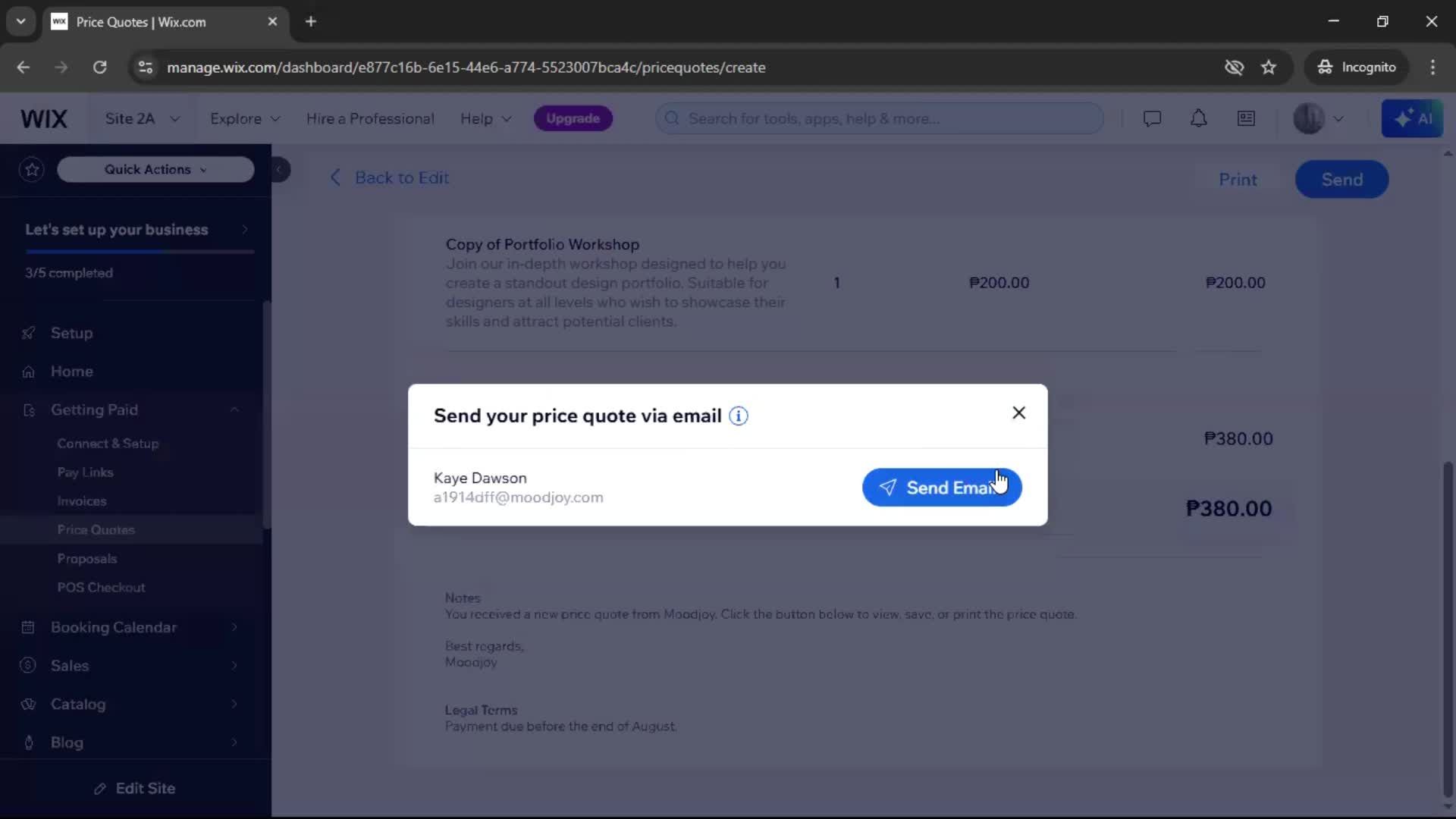 Creating a quote screenshot