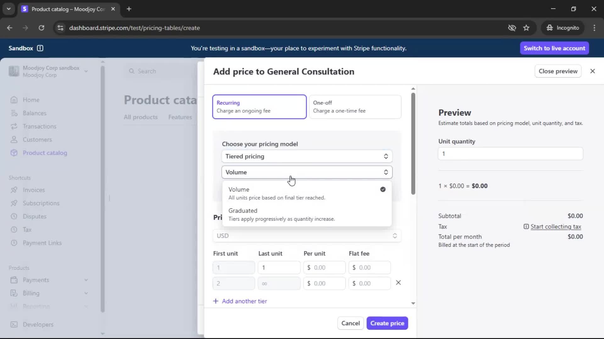 Creating a pricing table screenshot