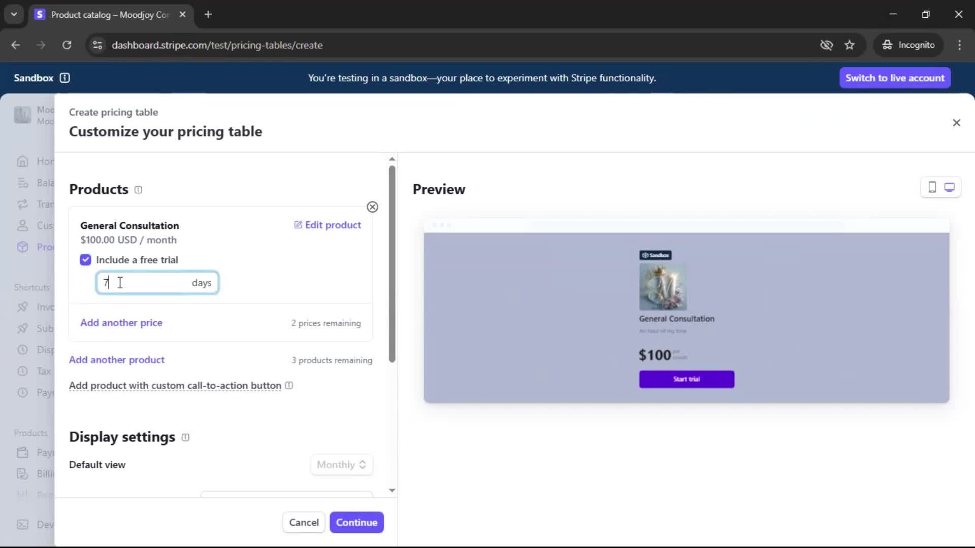 Creating a pricing table screenshot