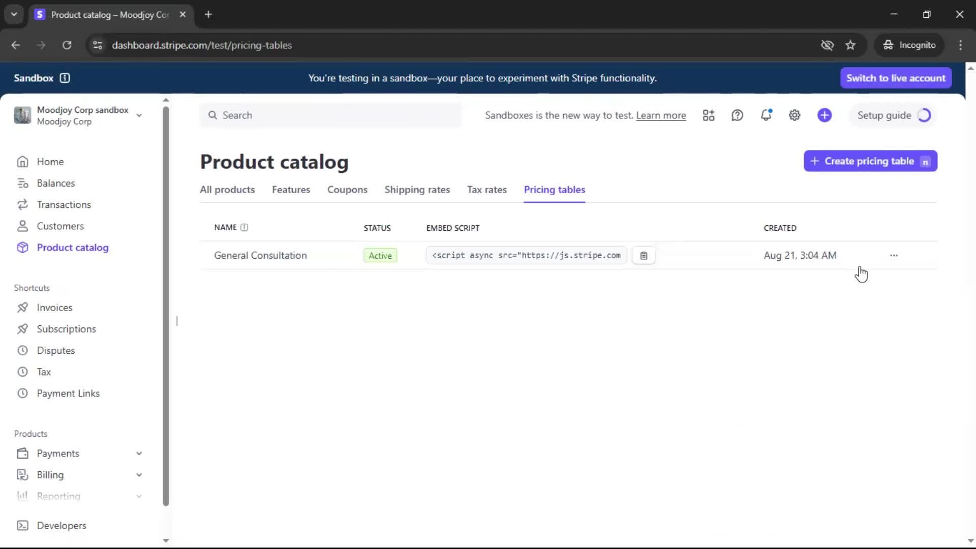 Creating a pricing table screenshot