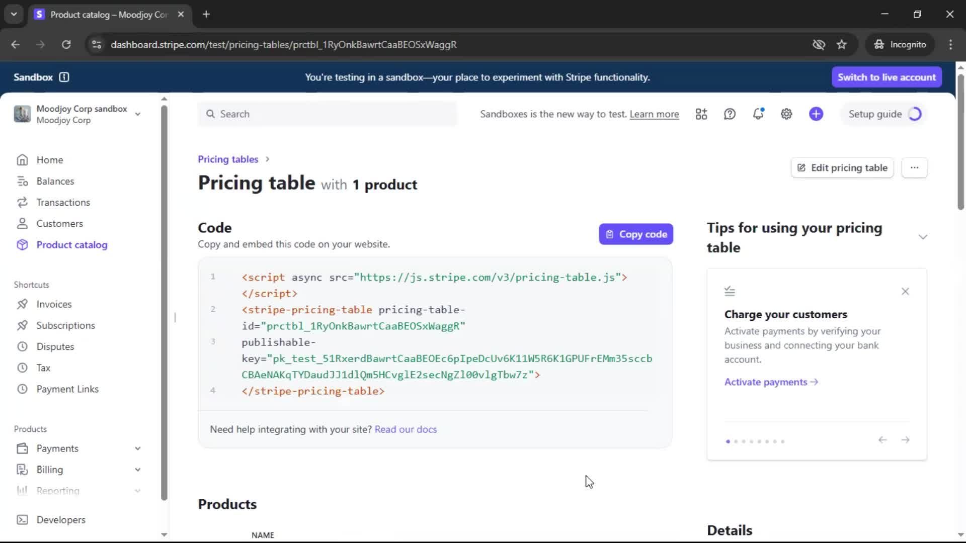 Creating a pricing table screenshot