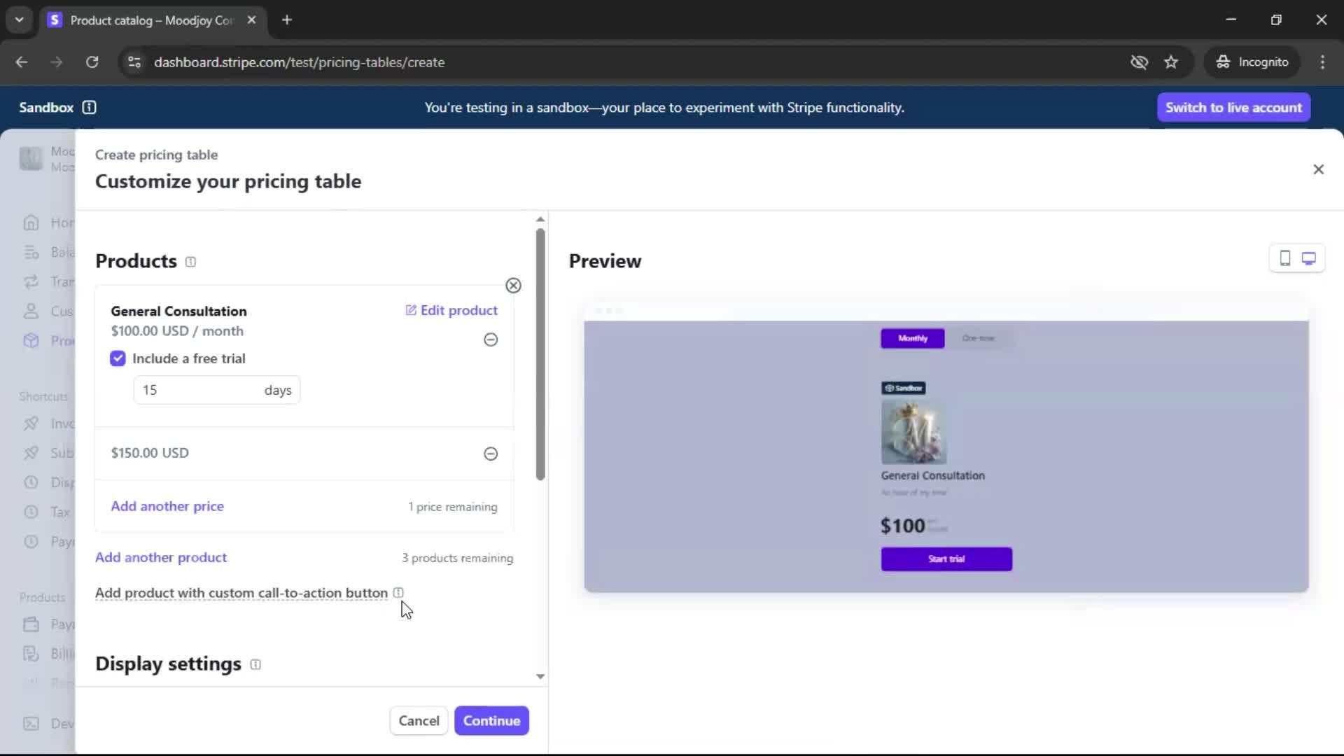 Creating a pricing table screenshot