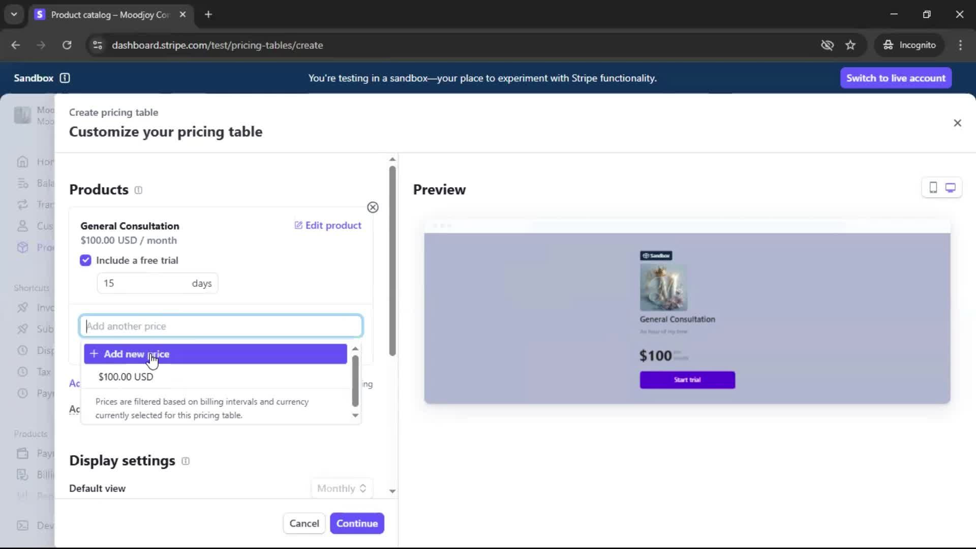 Creating a pricing table screenshot