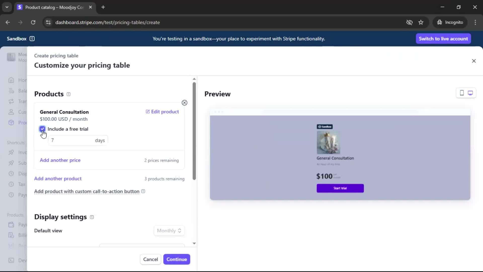 Creating a pricing table screenshot