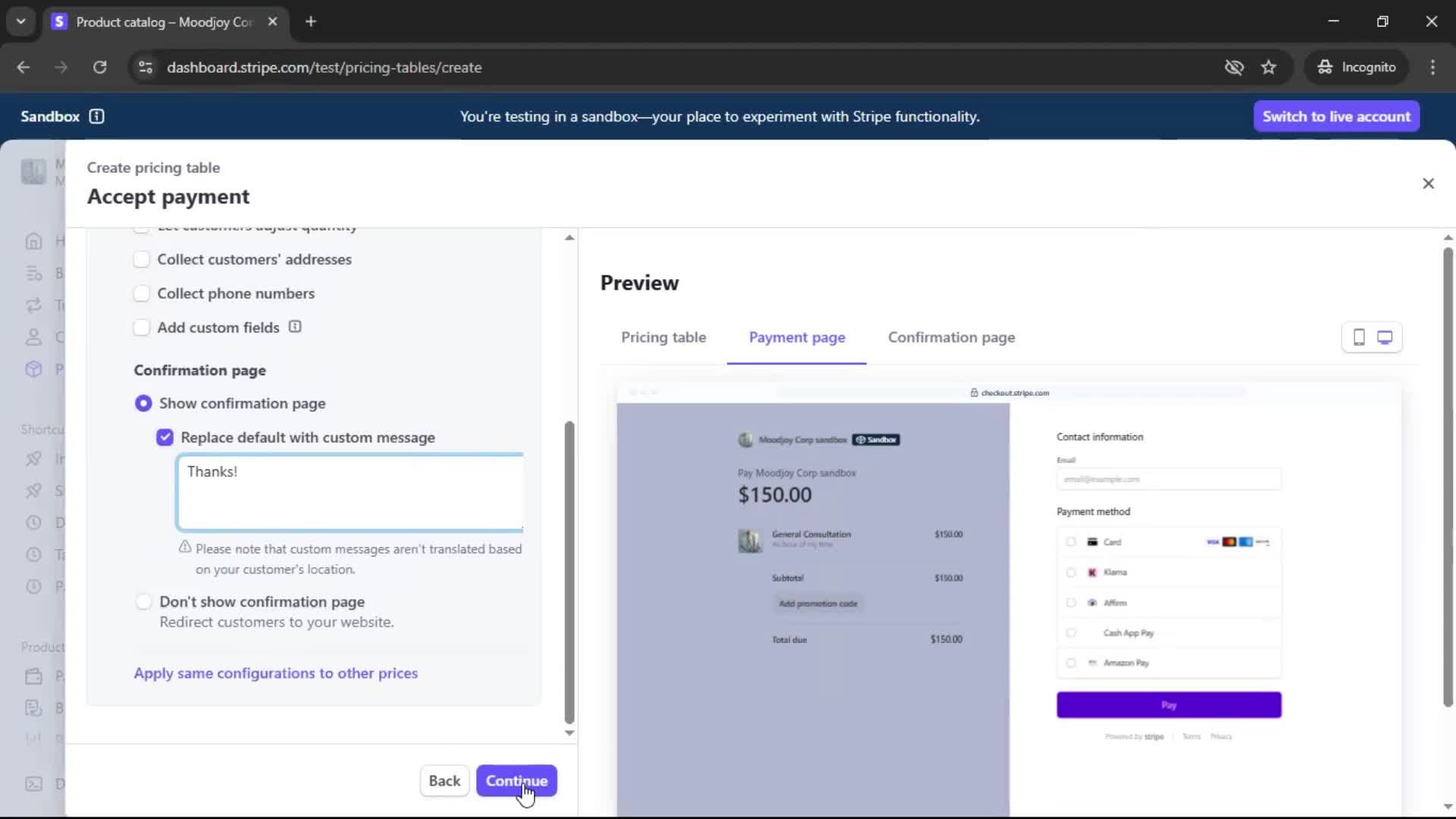 Creating a pricing table screenshot