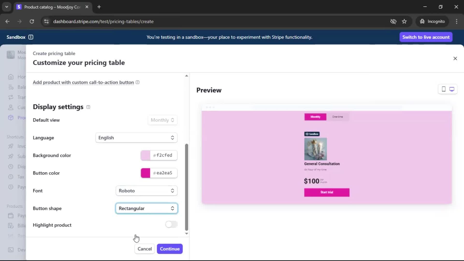 Creating a pricing table screenshot