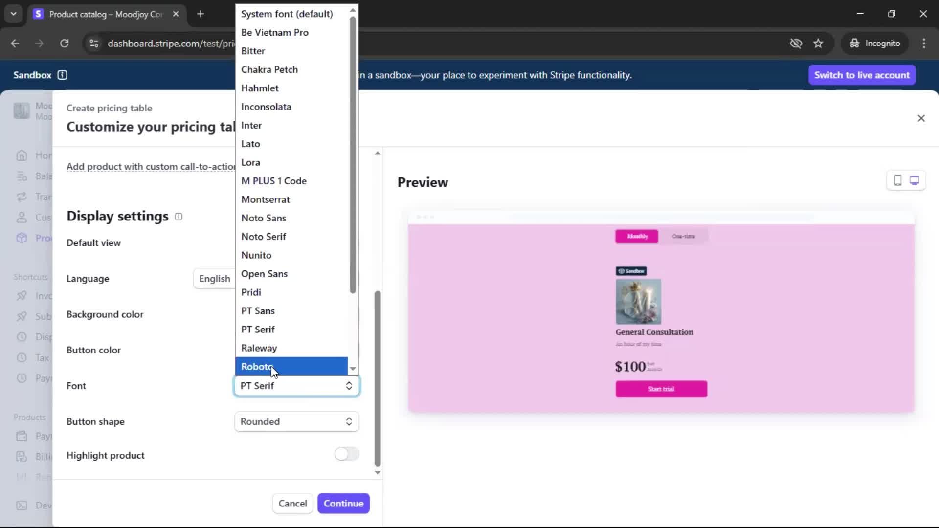 Creating a pricing table screenshot