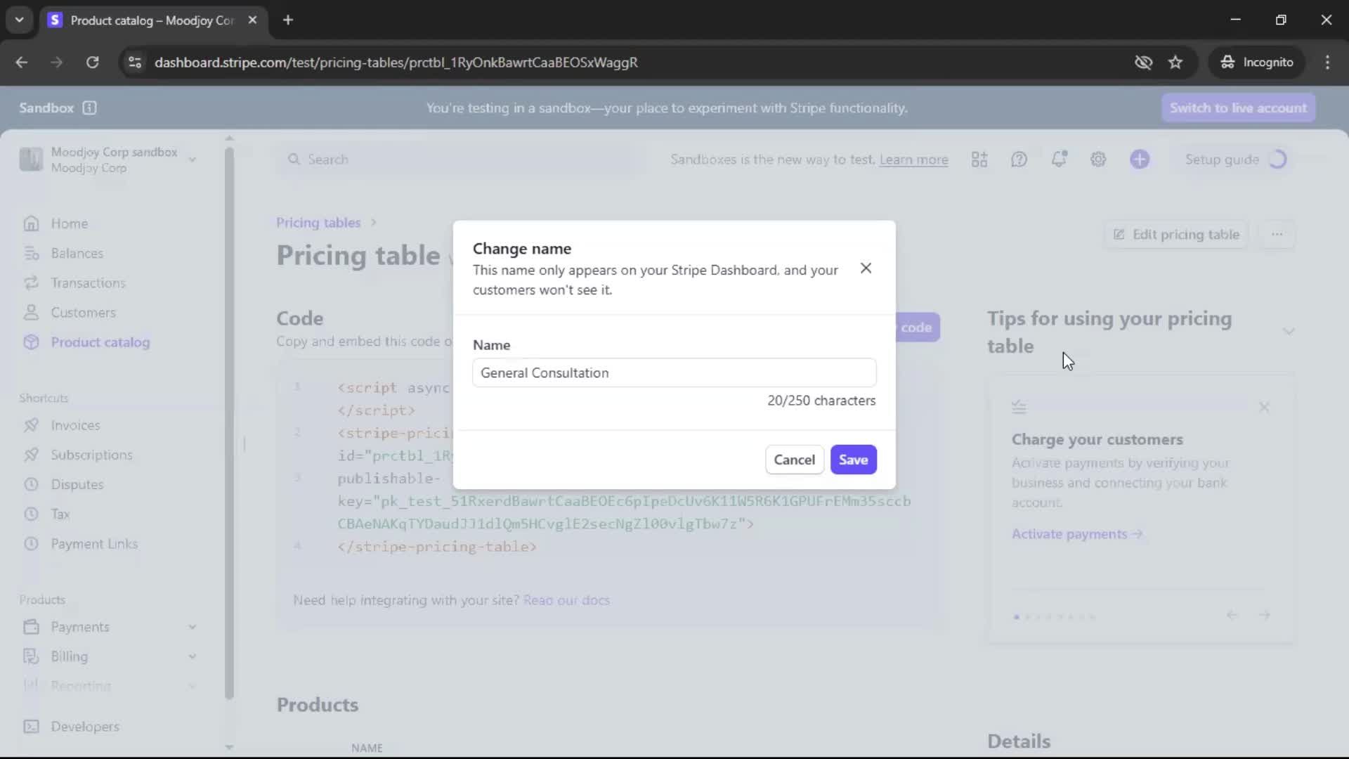 Creating a pricing table screenshot