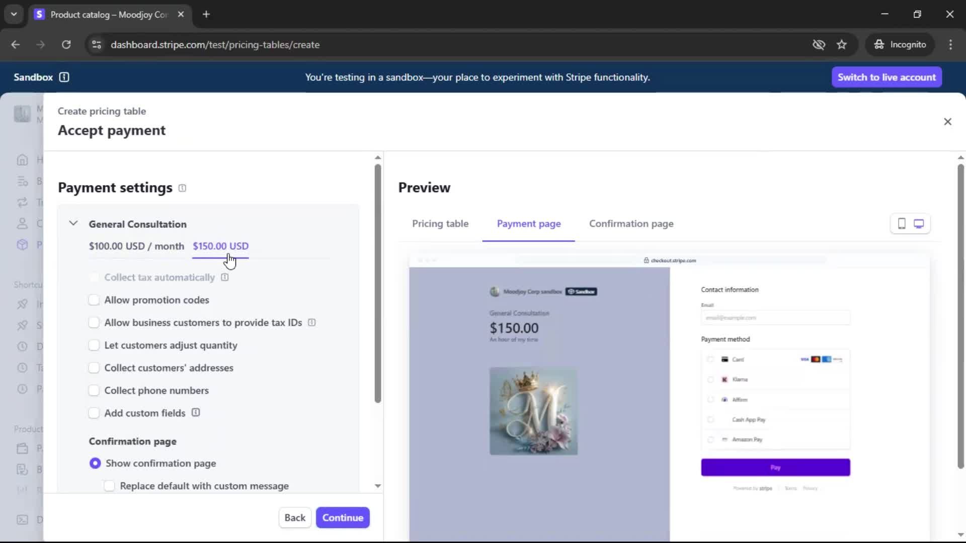 Creating a pricing table screenshot