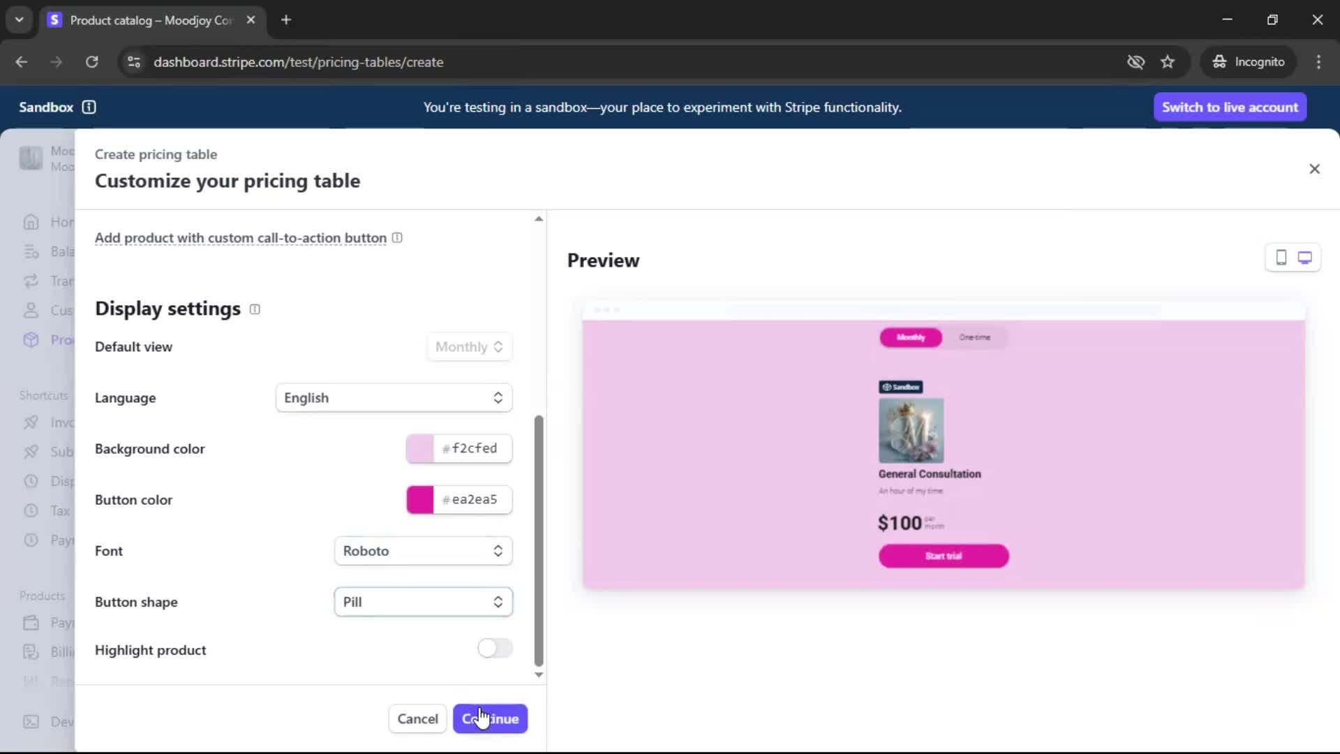 Creating a pricing table screenshot