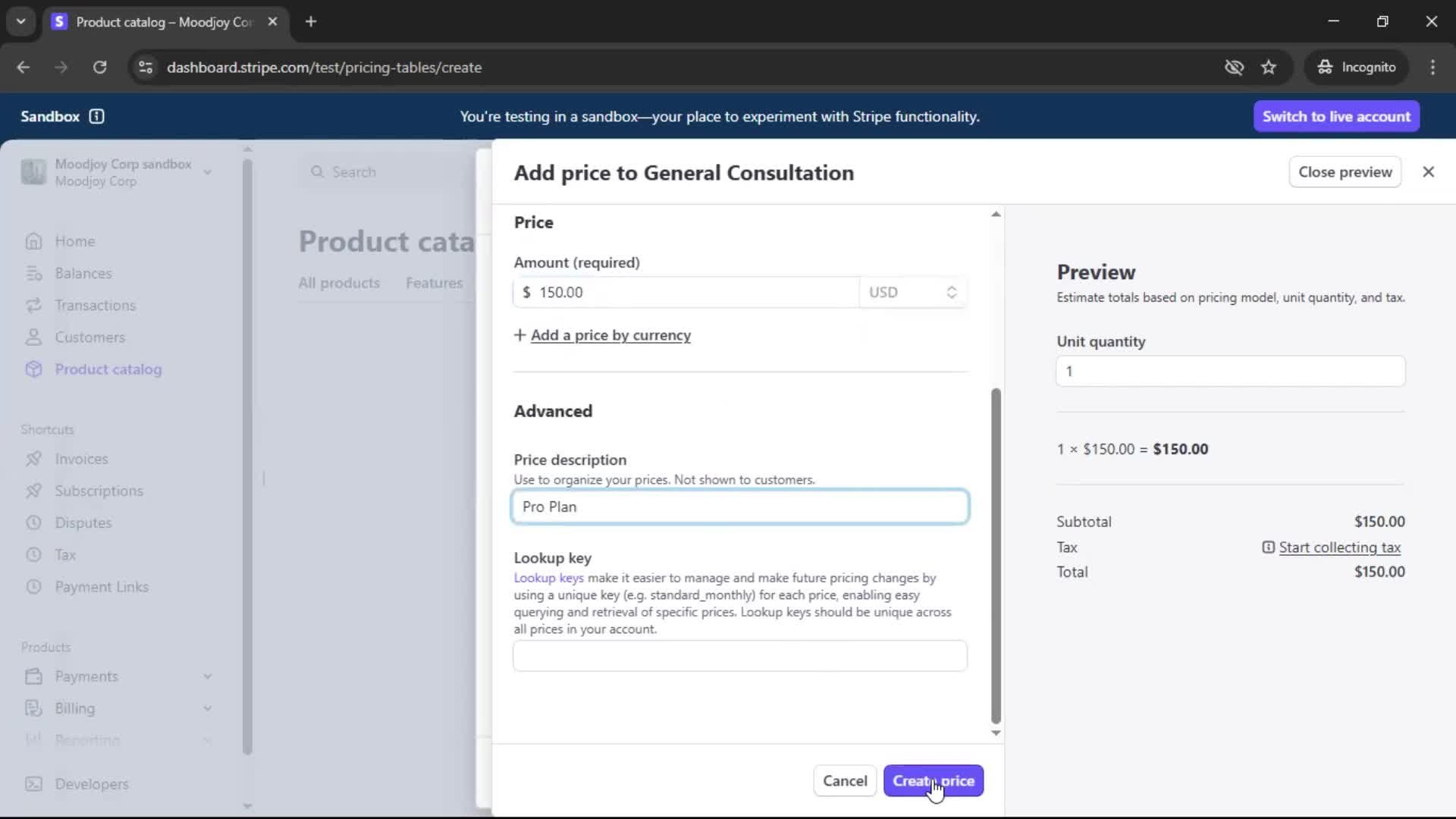 Creating a pricing table screenshot