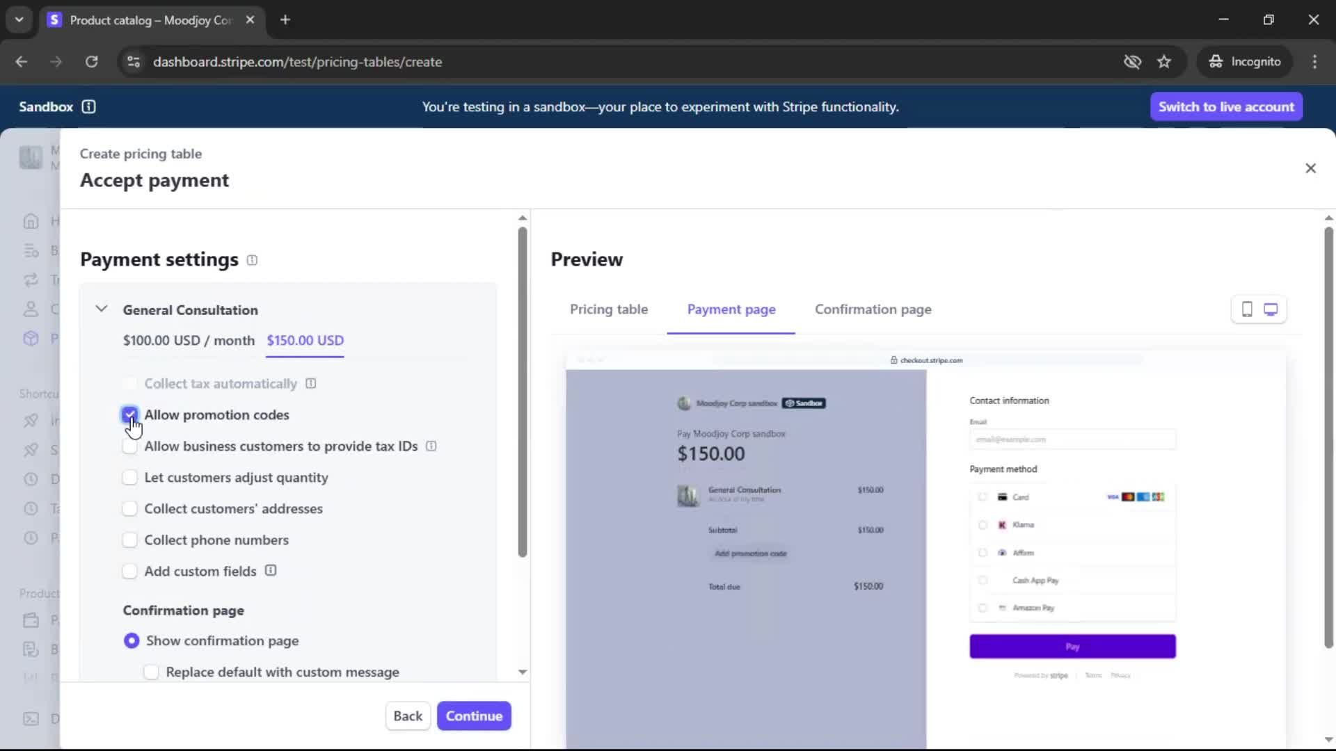 Creating a pricing table screenshot
