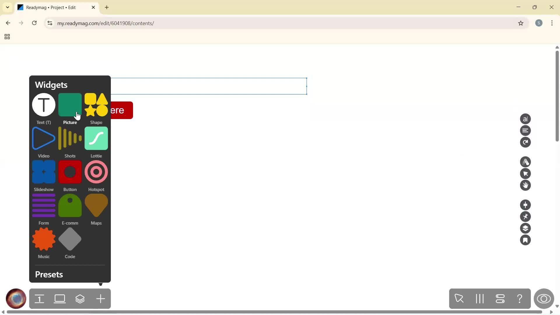 Creating a project screenshot