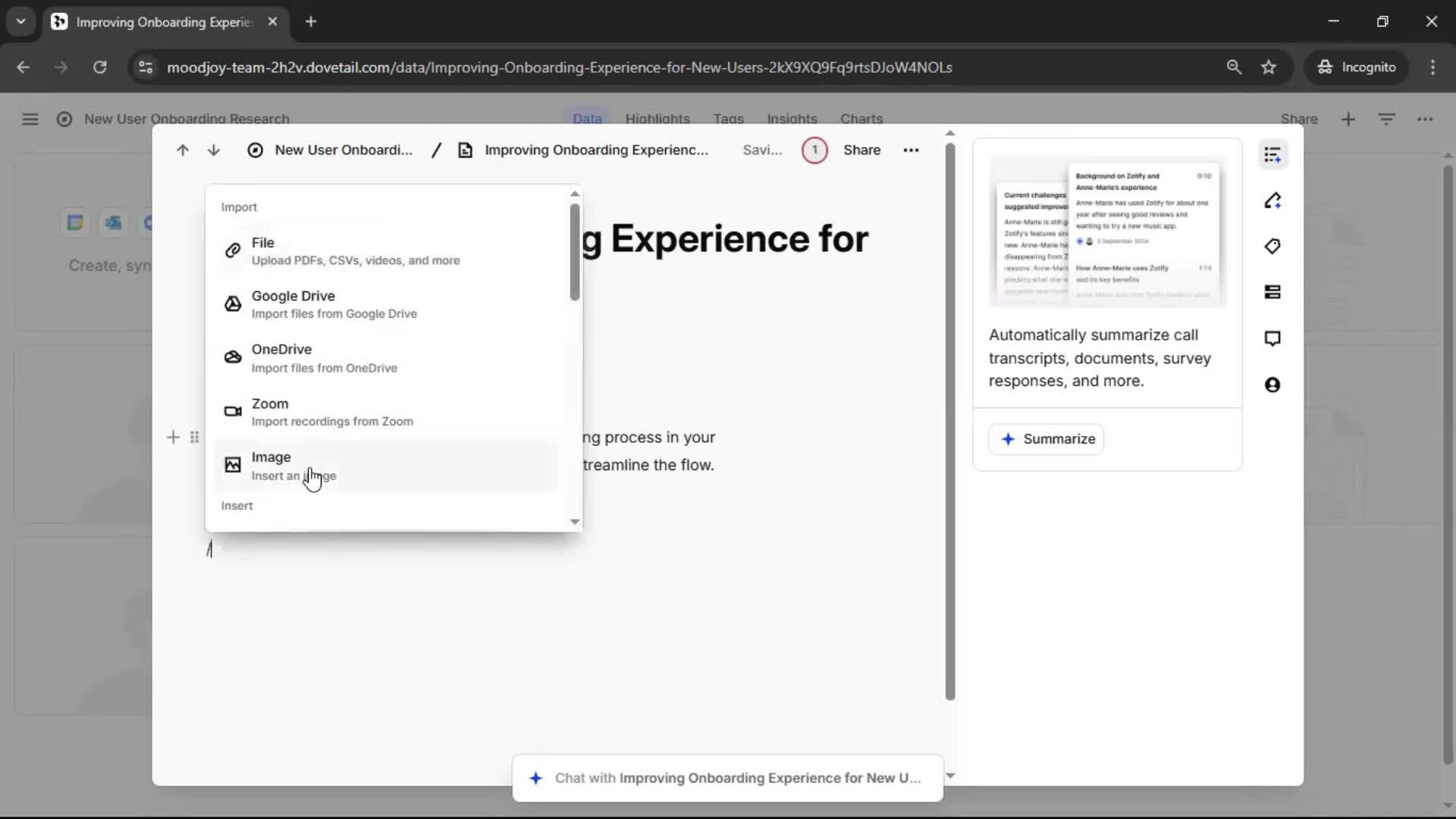 Creating a project screenshot