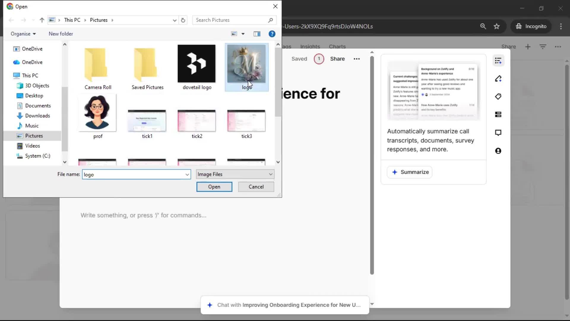 Creating a project screenshot