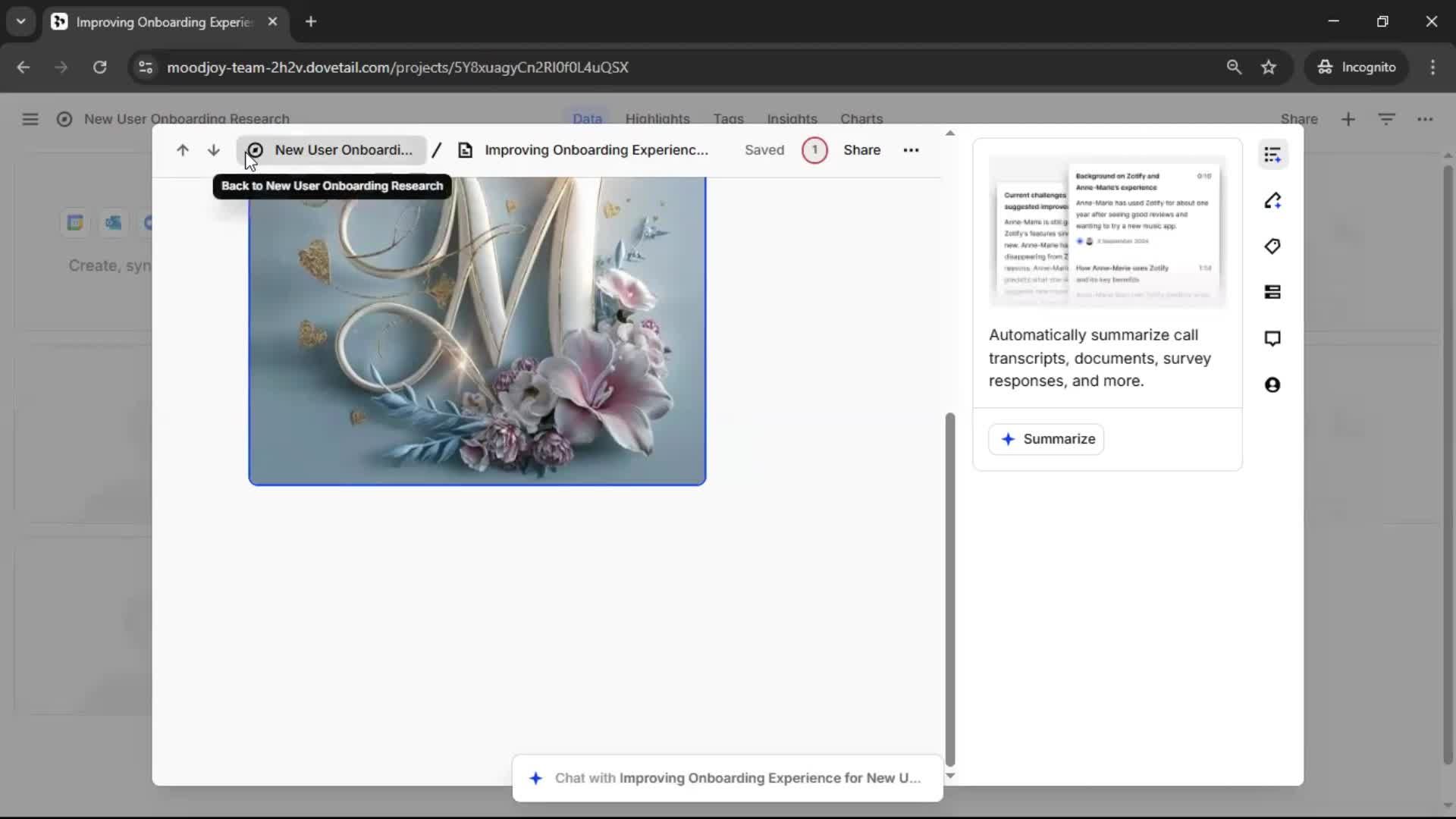 Creating a project screenshot