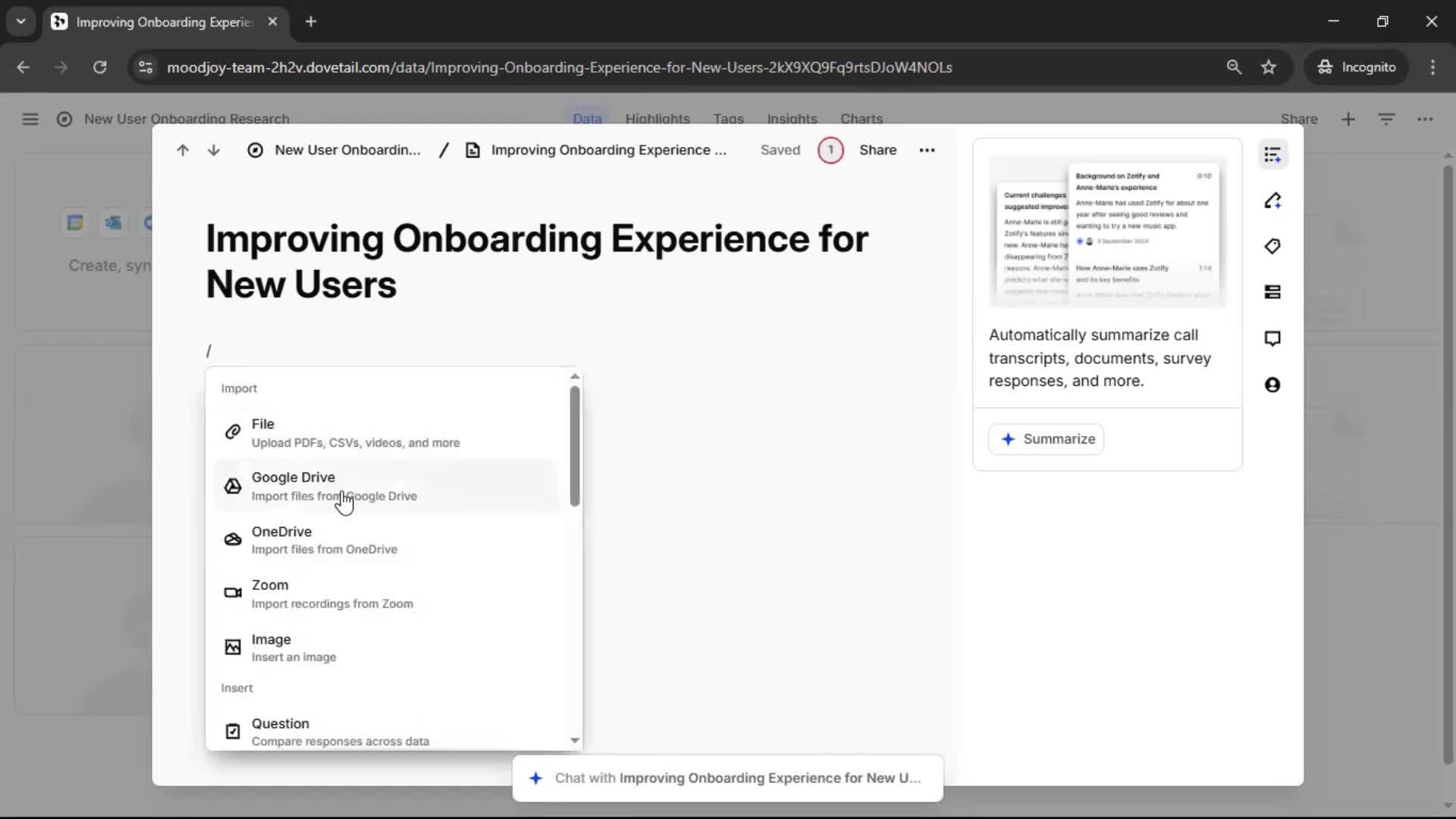 Creating a project screenshot