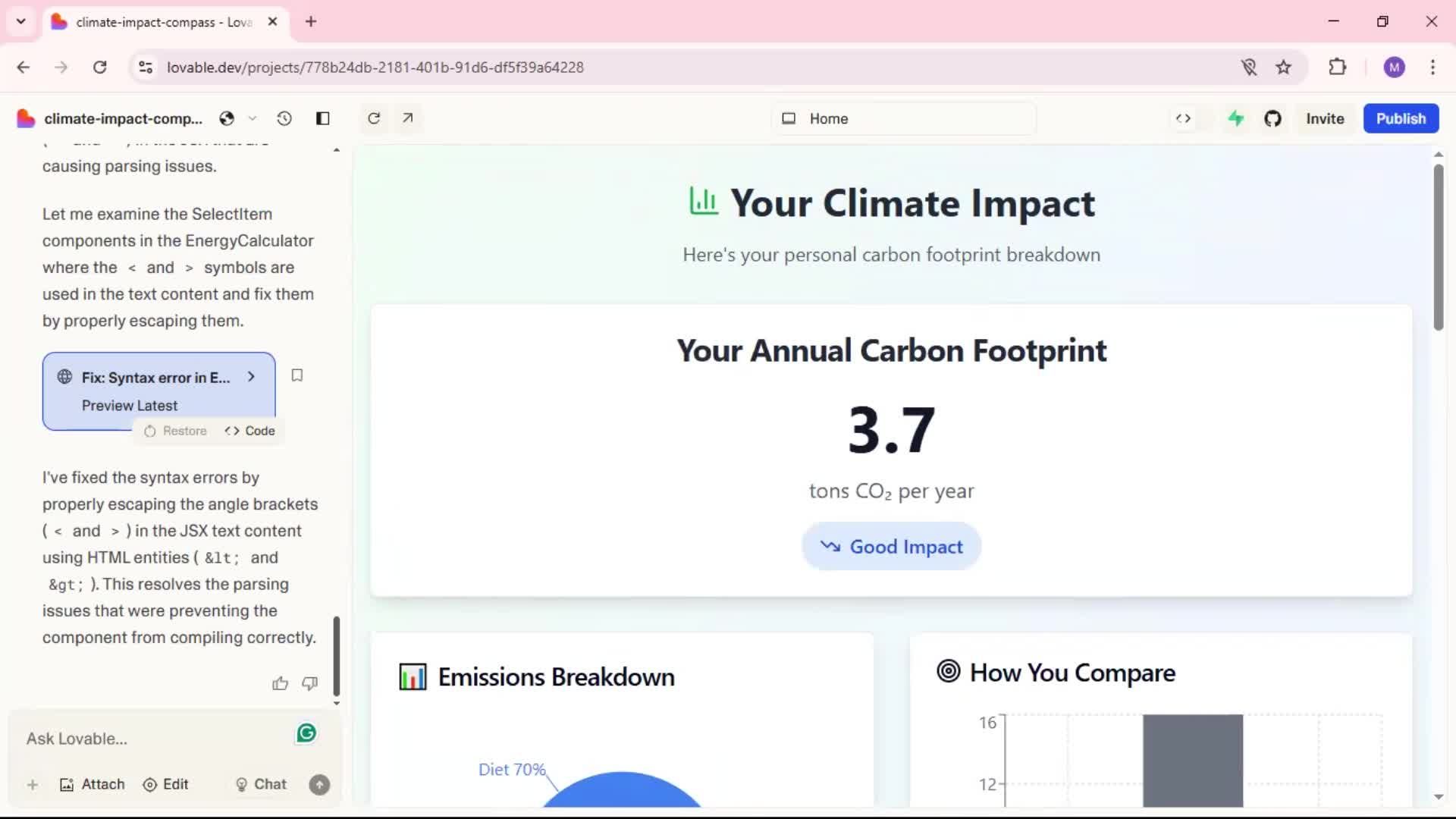 Creating a project screenshot
